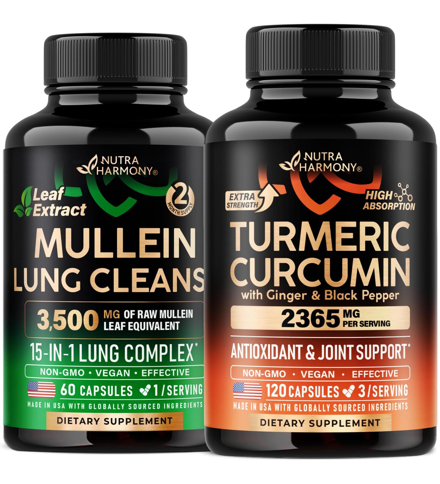Mullein Leaf Extract & Turmeric Curcumin Capsules