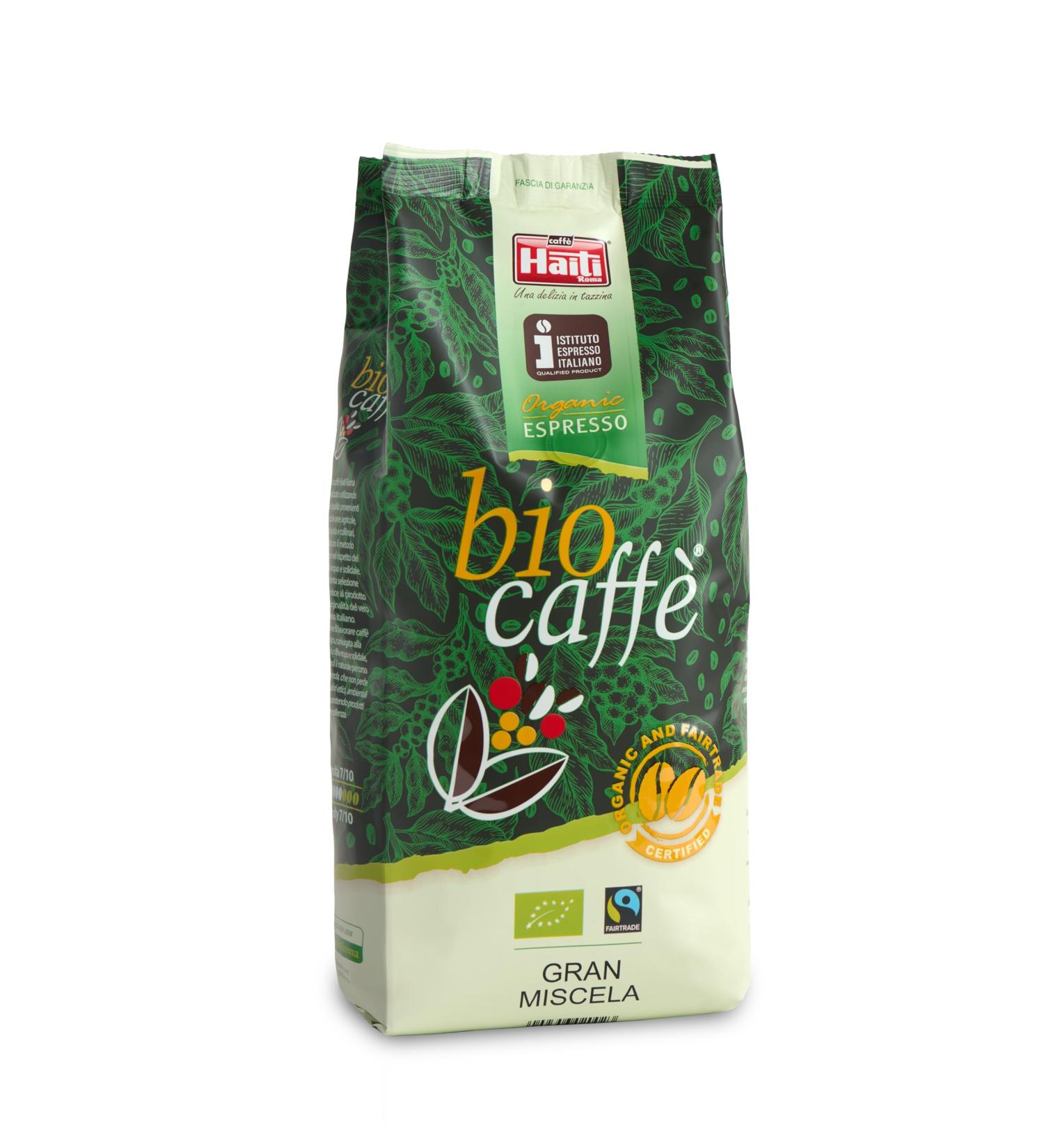 Caff Haiti Roma Biocaff Gran Miscela beans 100% Organic/Fairtrade 1 kg Certified by ISTITUTO ESPRESSO ITALIANO. Artisanal roasting - Buy Online on GoSupps.com