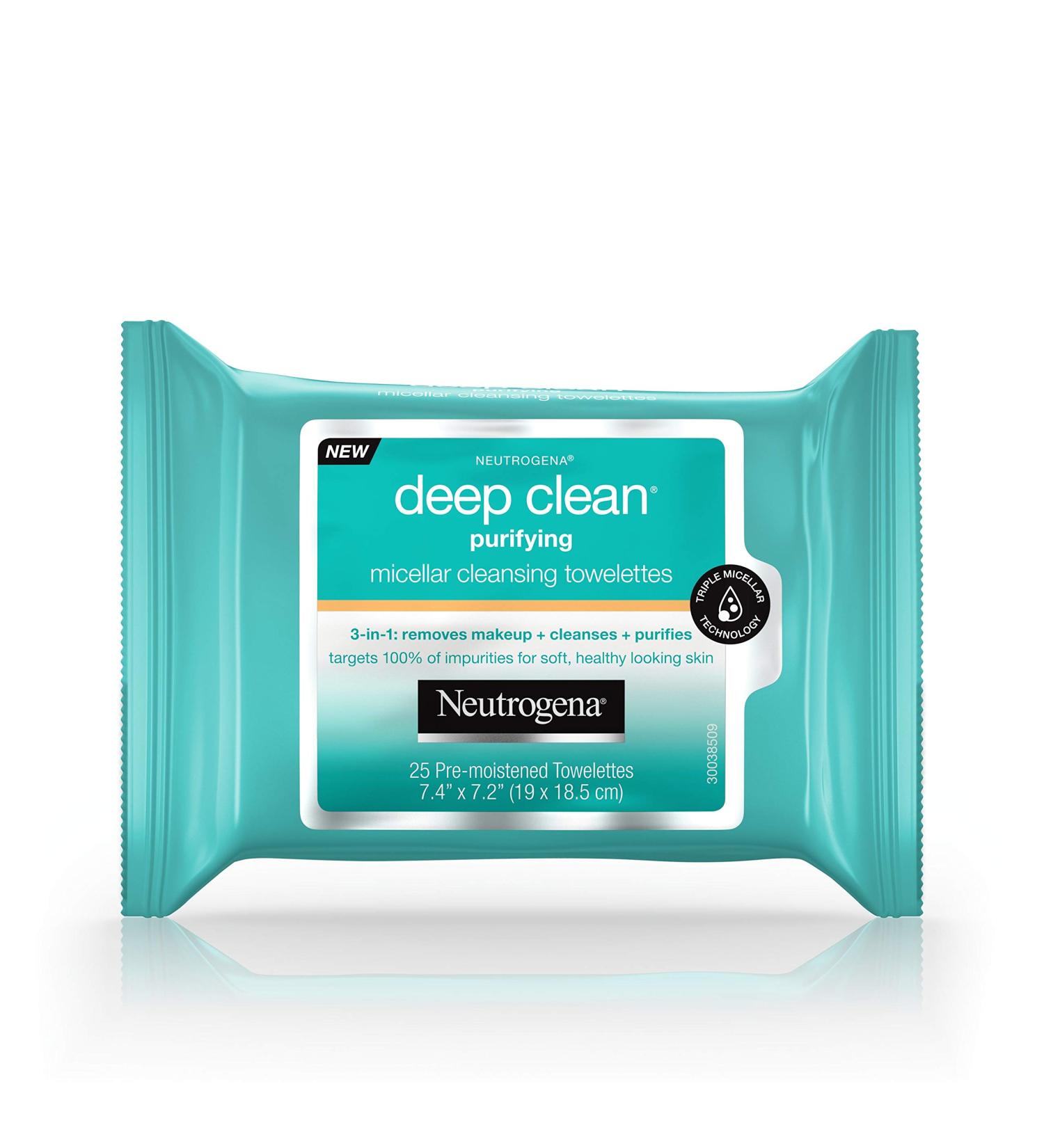 Neutrogena Deep Clean Purifying Micellar Cleansing Towelettes - 25 Count - Buy Online on GoSupps.com