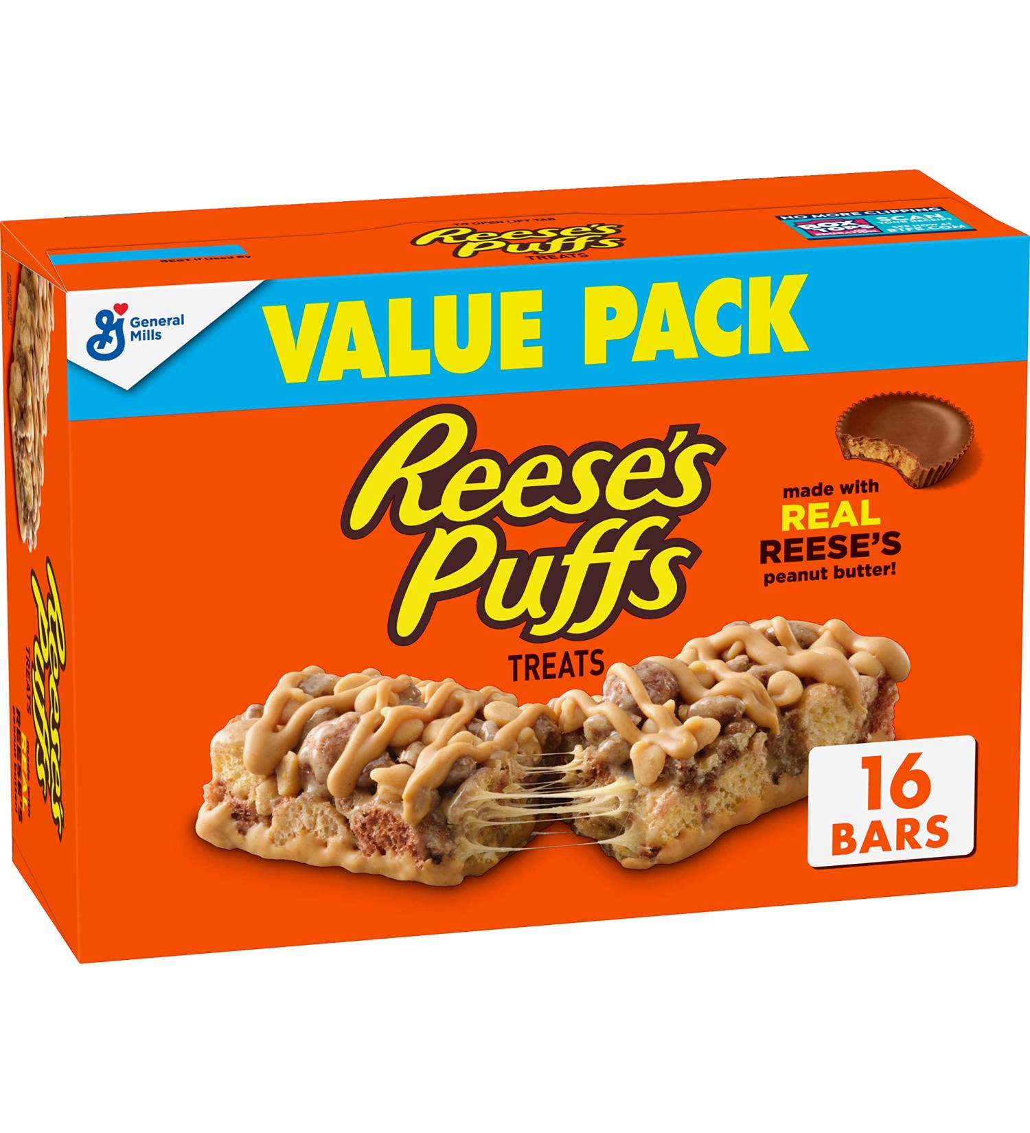 Reese's Puffs Breakfast Cereal Treat Bars 16 ct - Peanut Butter & Cocoa Flavor - Buy Online on GoSupps.com