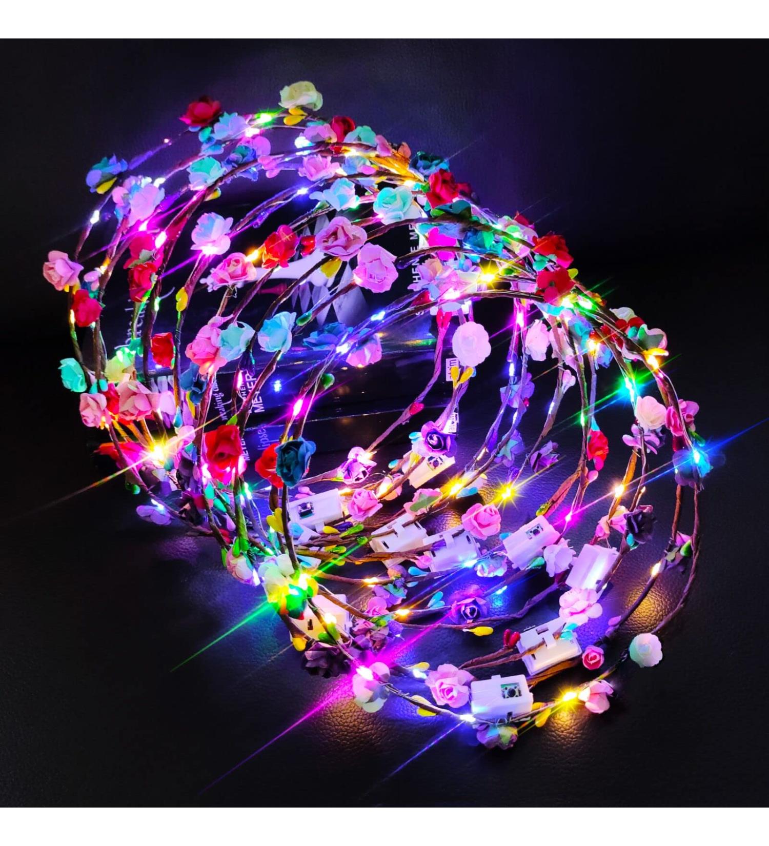 LED Flower Wreath Headband - 12pcs Floral Tiara Hair Jewelry for Festivals Birthdays Christmas & Weddings - Buy Online on GoSupps.com