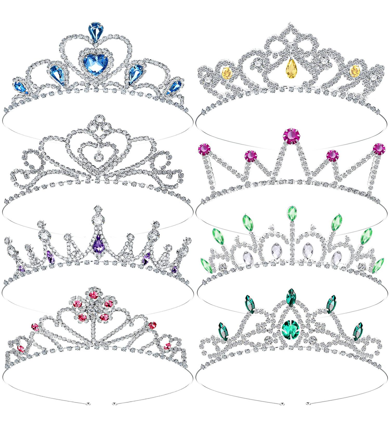 Girls Crown Tiara Set - Christmas Silver Rhinestone Princess Crystal Tiara Headband - Buy Online on GoSupps.com