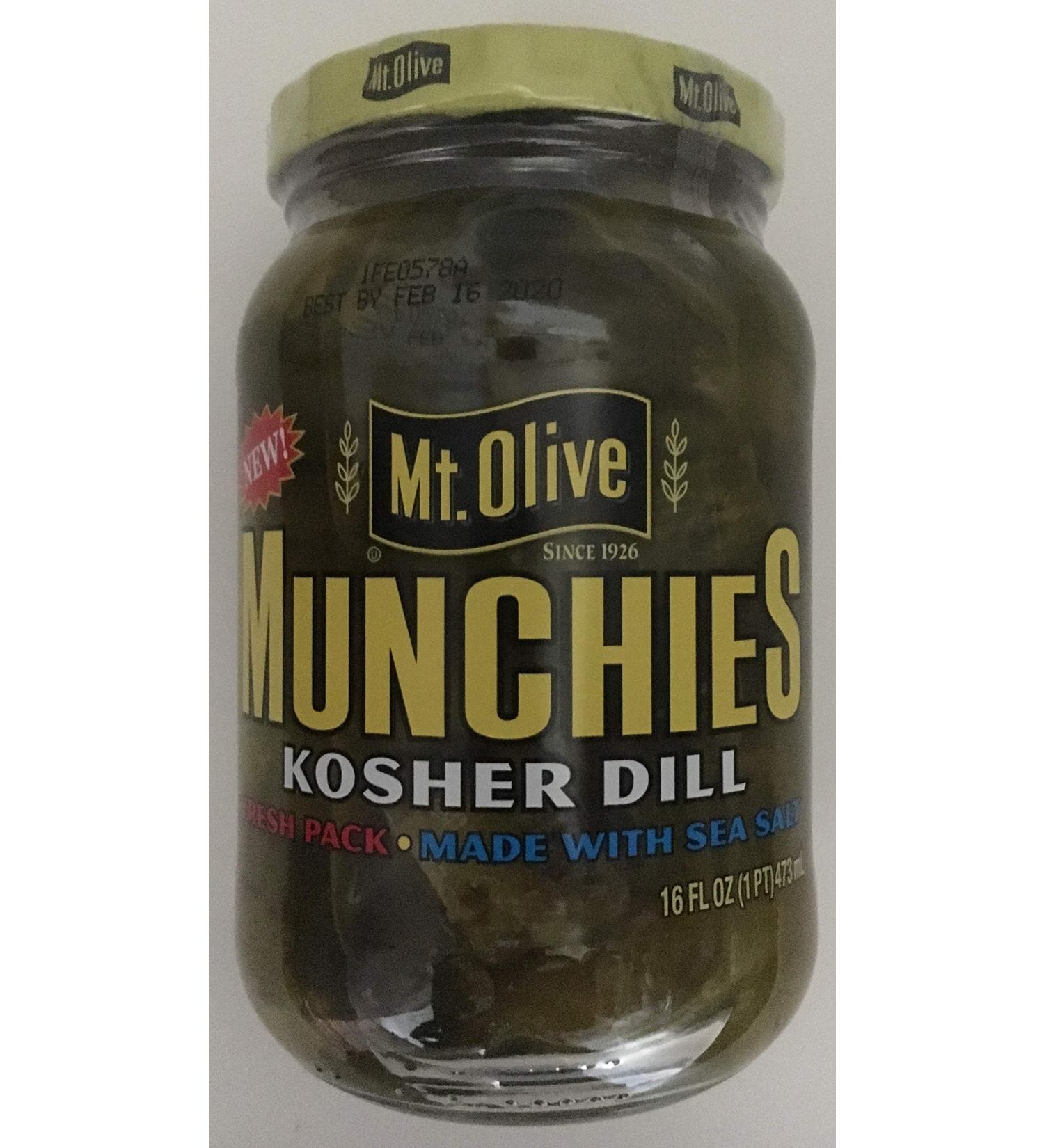 Mt. Olive Munchies Kosher Dill Pickles Made with Sea Salt Vegan Gluten Free 16 oz. - Buy Online on GoSupps.com
