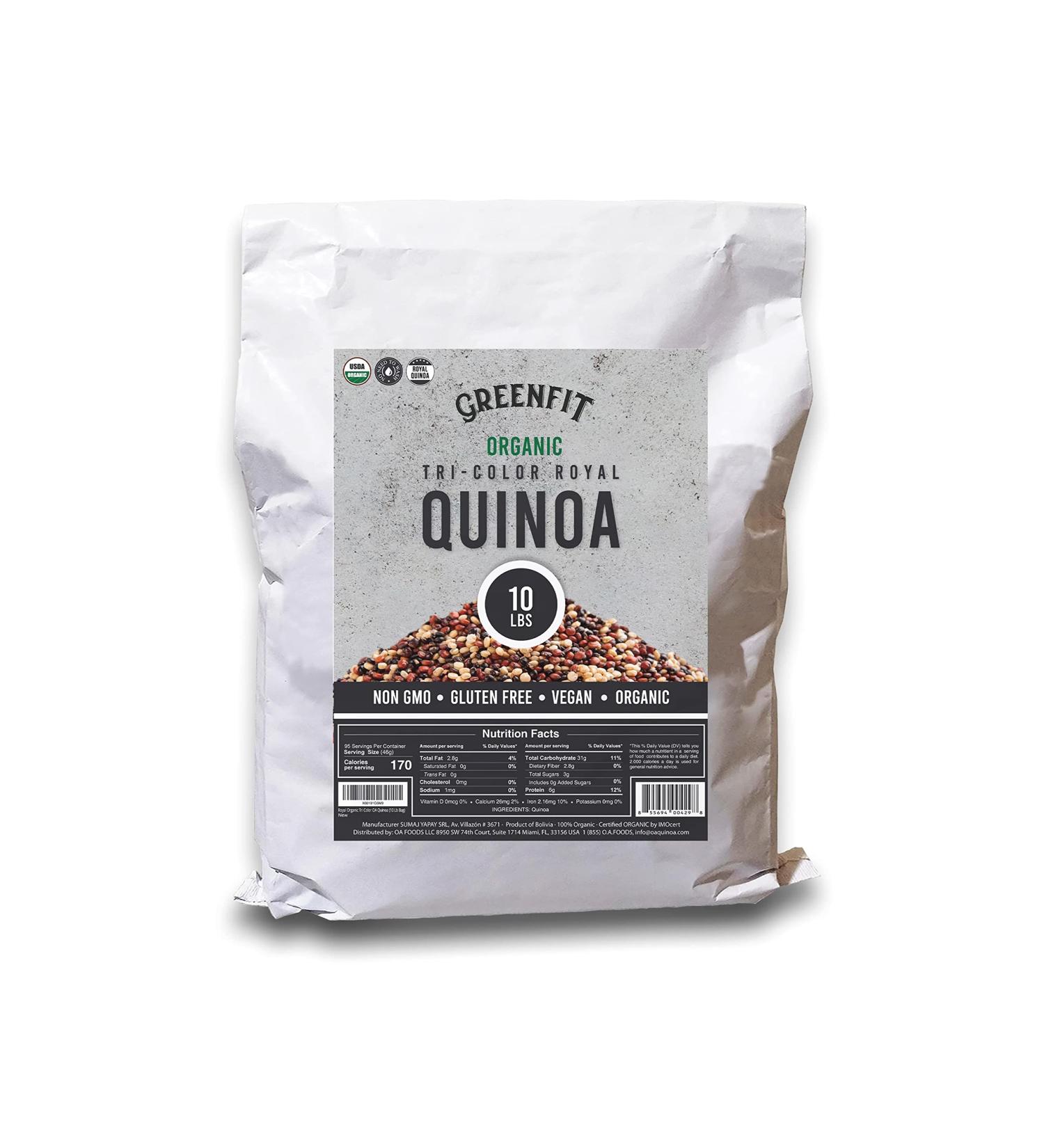 Greenfit's Royal Organic Tri Color Quinoa 10lb Pack - Nutrient-Packed Superfood - Buy Online on GoSupps.com