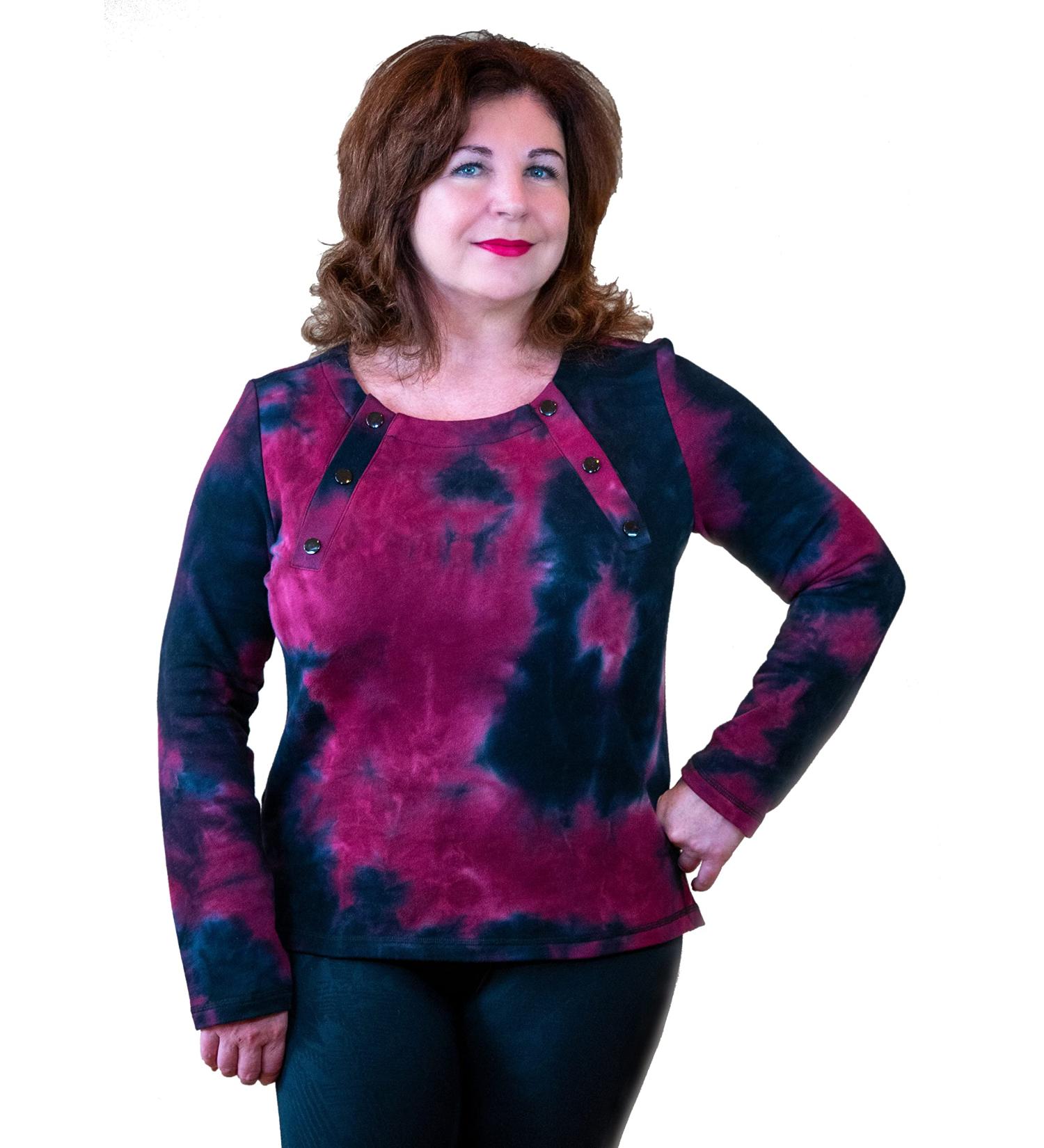 Women's Chemotherapy Shirt for Dialysis & PICC Line Access | Infusion Clothing | Small Black & Fuchsia - Buy Online on GoSupps.com