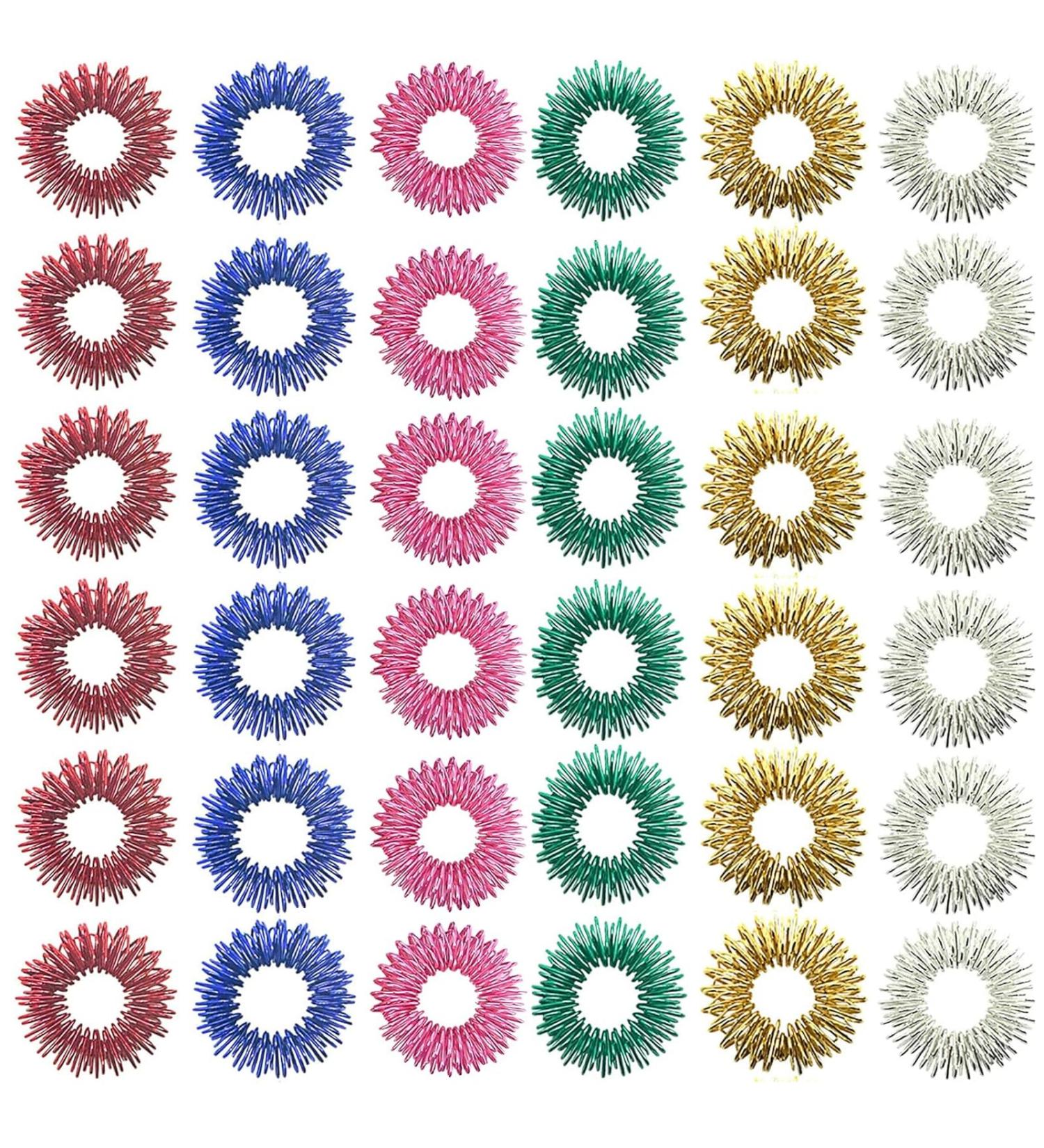 36 Piece Acupressure Rings Set - Anti-Stress Massage Finger Rings for Concentration & Relief - Buy Online on GoSupps.com
