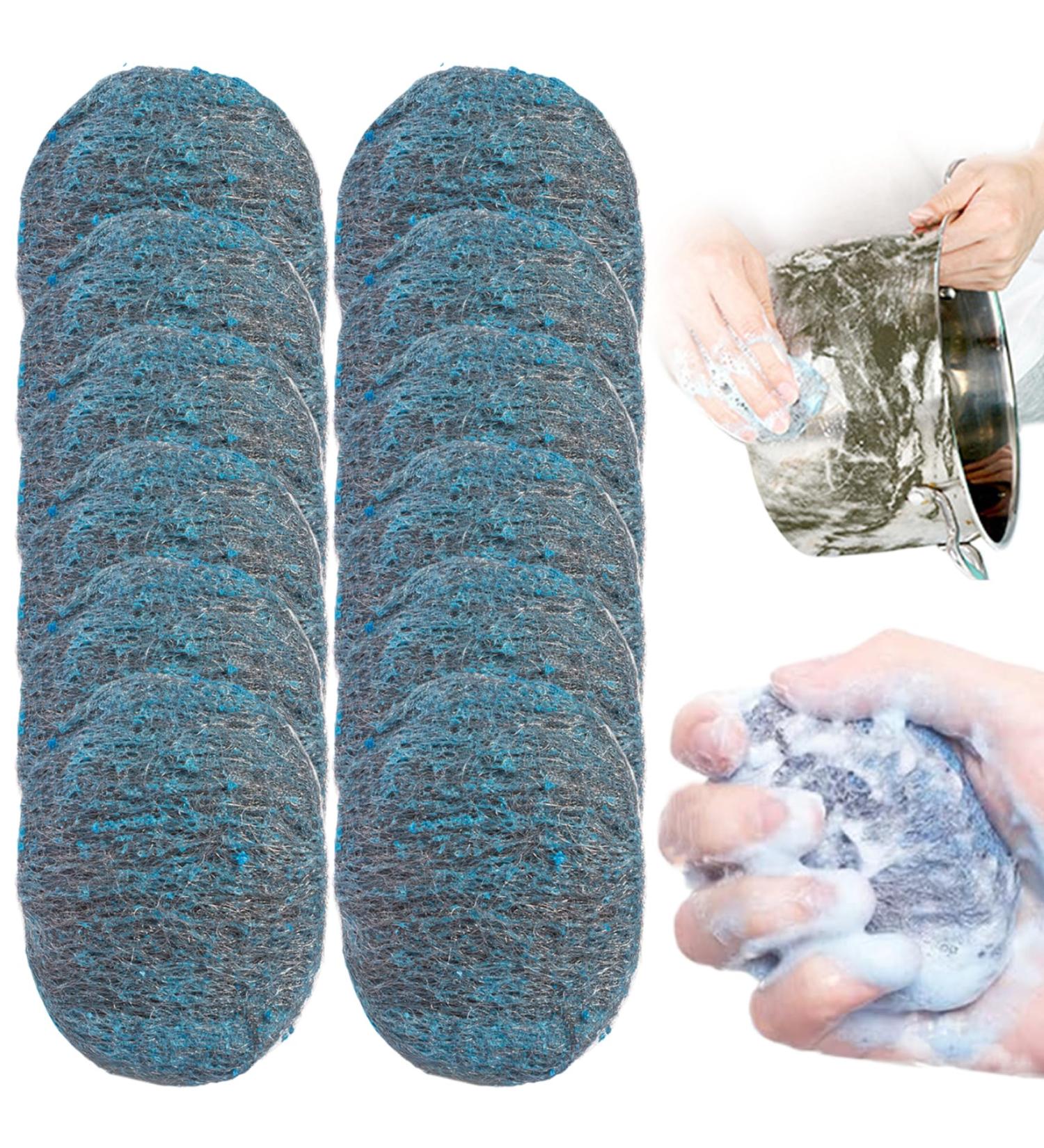 Steel Wool Scrubber 12Pcs Steel Wool Soap Pads Reusable Steel Wool Pads Absorbent Pre-Soaped Scouring Pad Sponges Washing Up for Household Cleaning Kitchen Dishes Pots Pans and Ovens - Buy Online on GoSupps.com