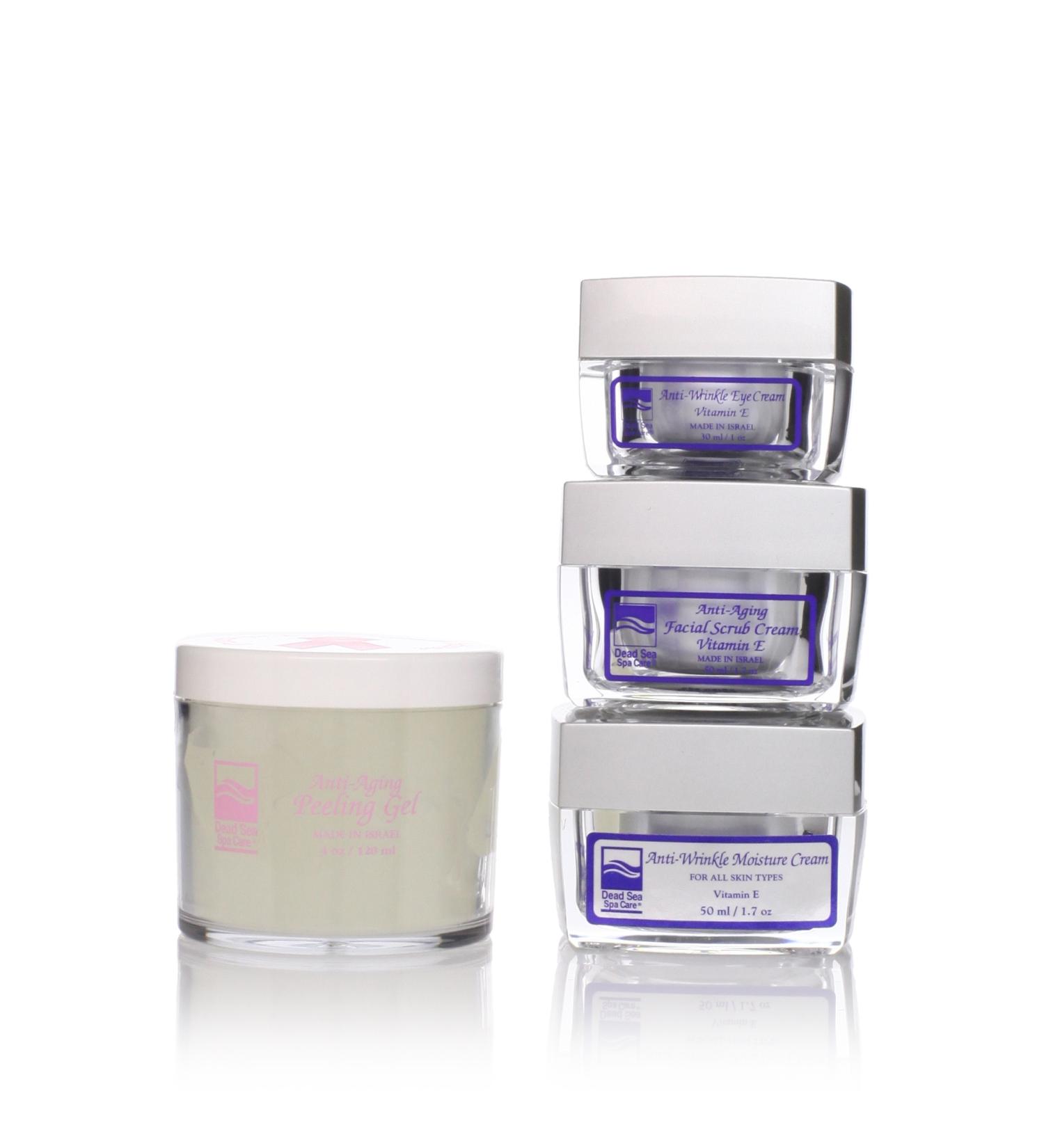 Dead Sea Spa Products: Facial Treatment Set (Eye Cream Moisture Cream Facial Scrub Cream) with Peeling Gel