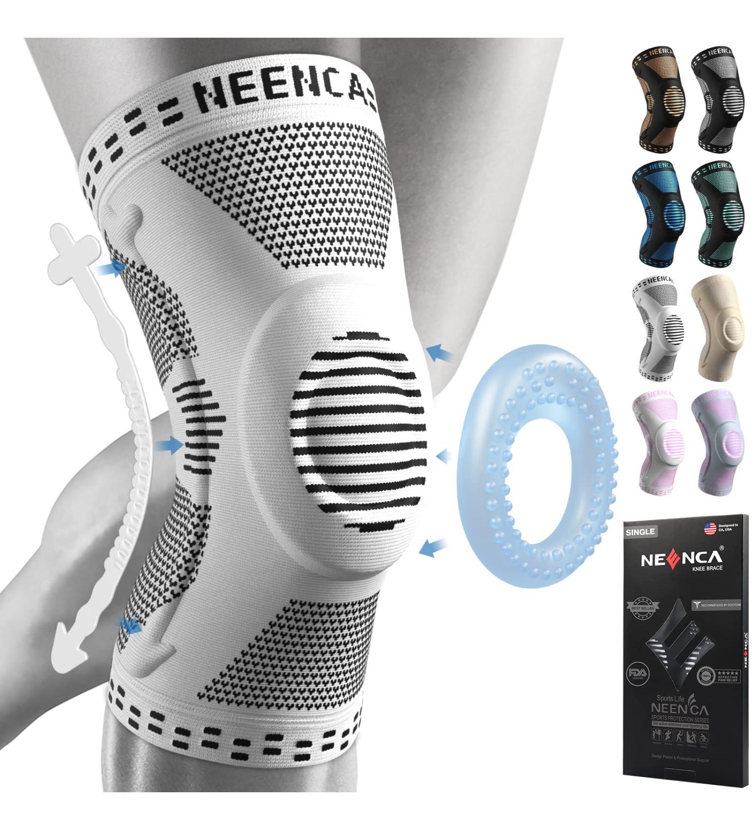 NEENCA Professional Knee Brace Knee Compression Sleeve Support for Men Women with Patella Gel Pads & Side Stabilizers Medical Grade Knee Pads for Running Meniscus Tear ACL Arthritis Joint Pain Relief M Grey - Buy Online on GoSupps.com