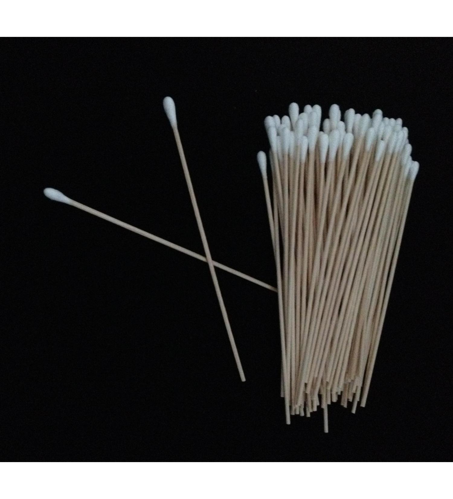100 cotton buds with small head approx. 15 cm long NEW cotton head wooden sticks
