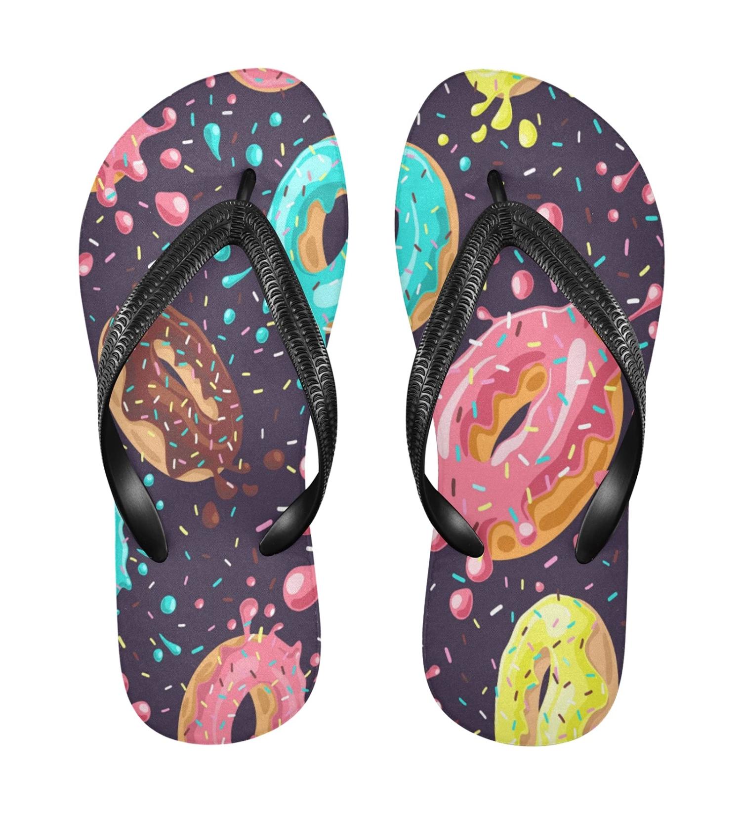 Mnsruu Donut Flip-Flops - Chocolate Brown & Lemon Yellow for Home Hotel Spa & Travel | XXL for Men & Women - Buy Online on GoSupps.com