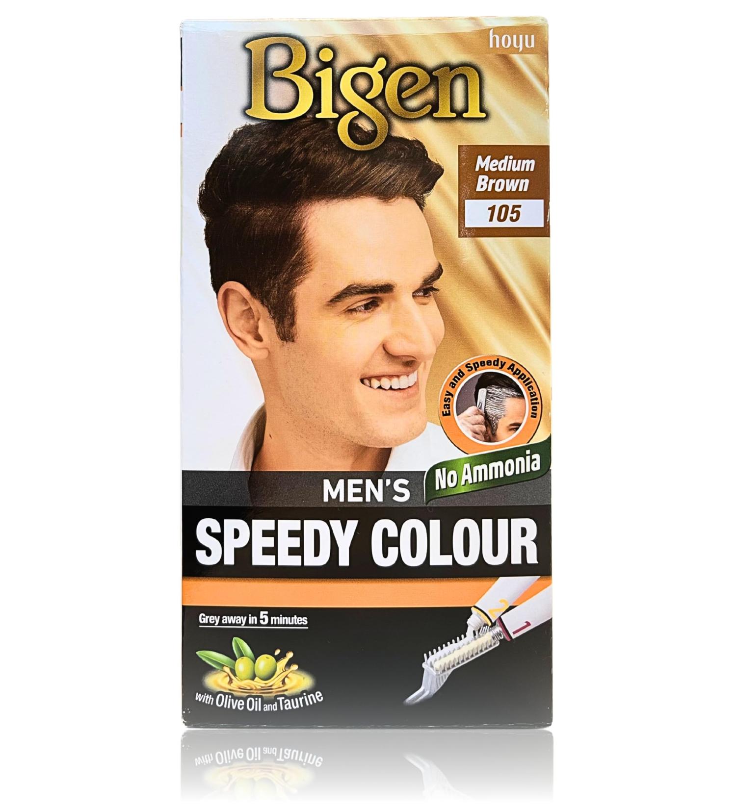 Bigen Men's Speedy Hair Colour 105 Medium Brown - Fast & Easy Hair Dye for Men | International Shipping Available - Buy Online on GoSupps.com