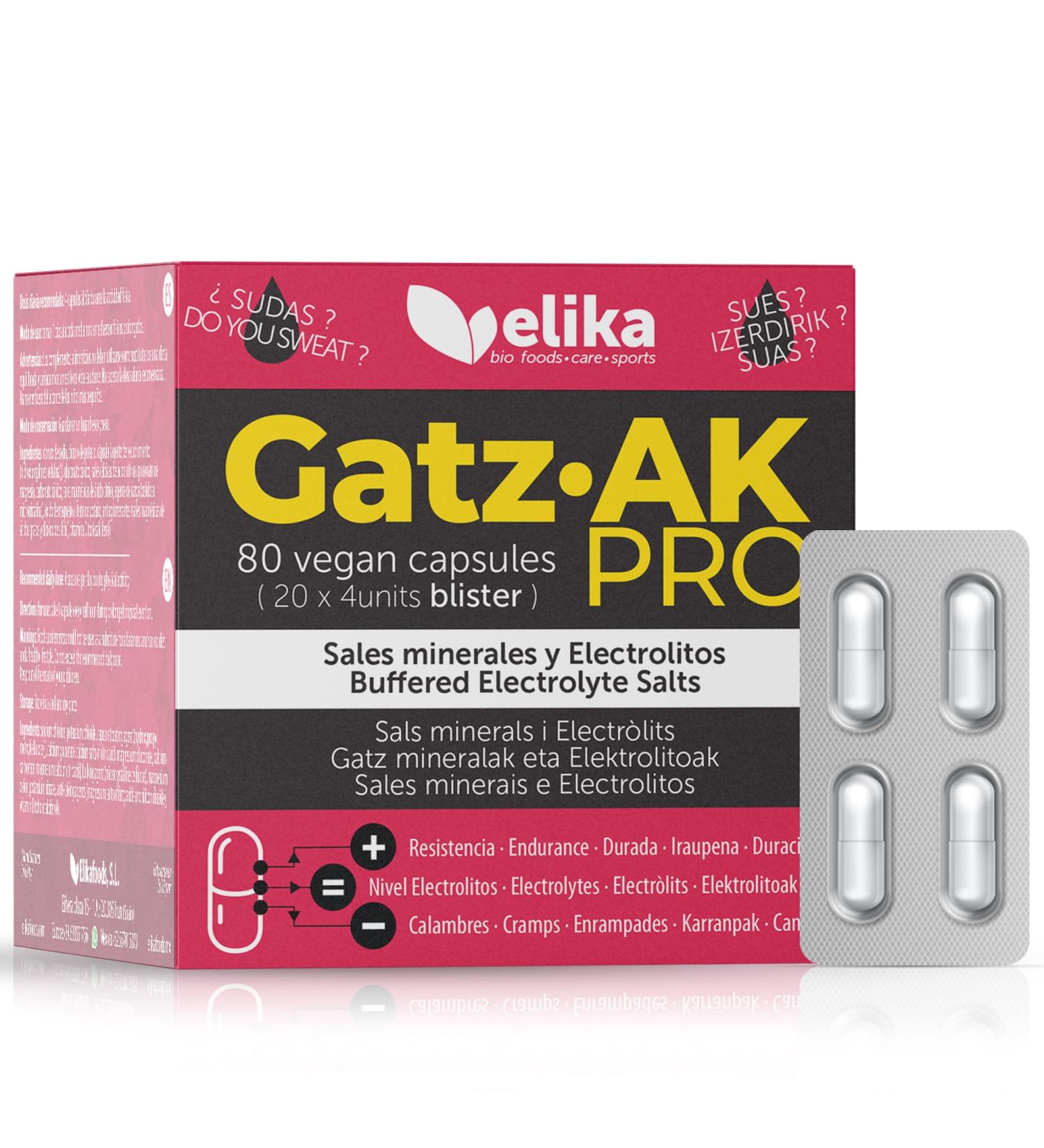 GatzAK PRO by Elikafoods Mineral Salt Capsules for Sports Hydration Electrolytes and Vitamin D in 20 blisters of 4 capsules. They do not separate 1 hand blister all with one hand. - Buy Online on GoSupps.com