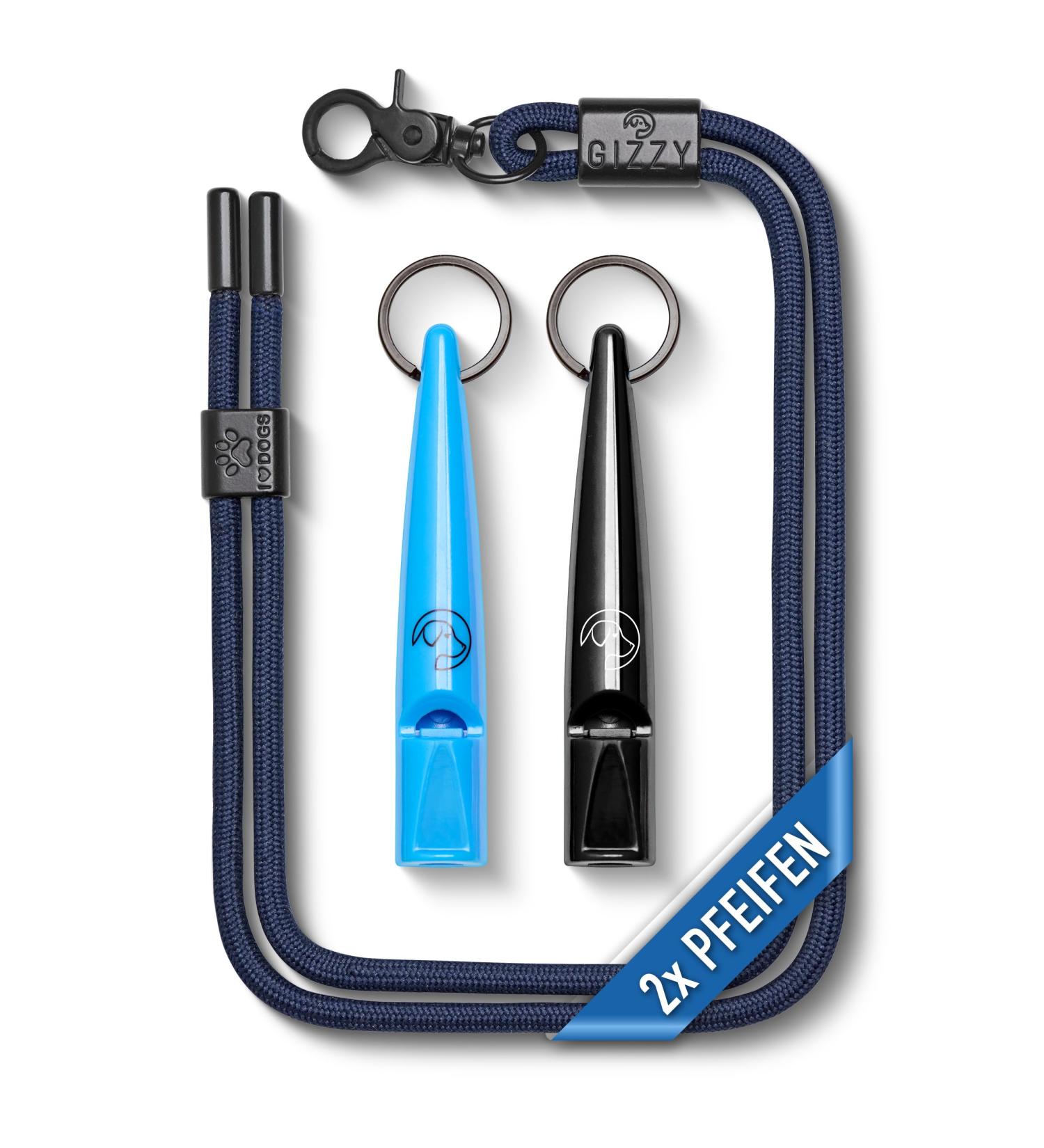 Gizzy Dog Whistle - Reliable Loud Whistle for Effective Dog Training - 2 Pack Blue/Black - Buy Online on GoSupps.com