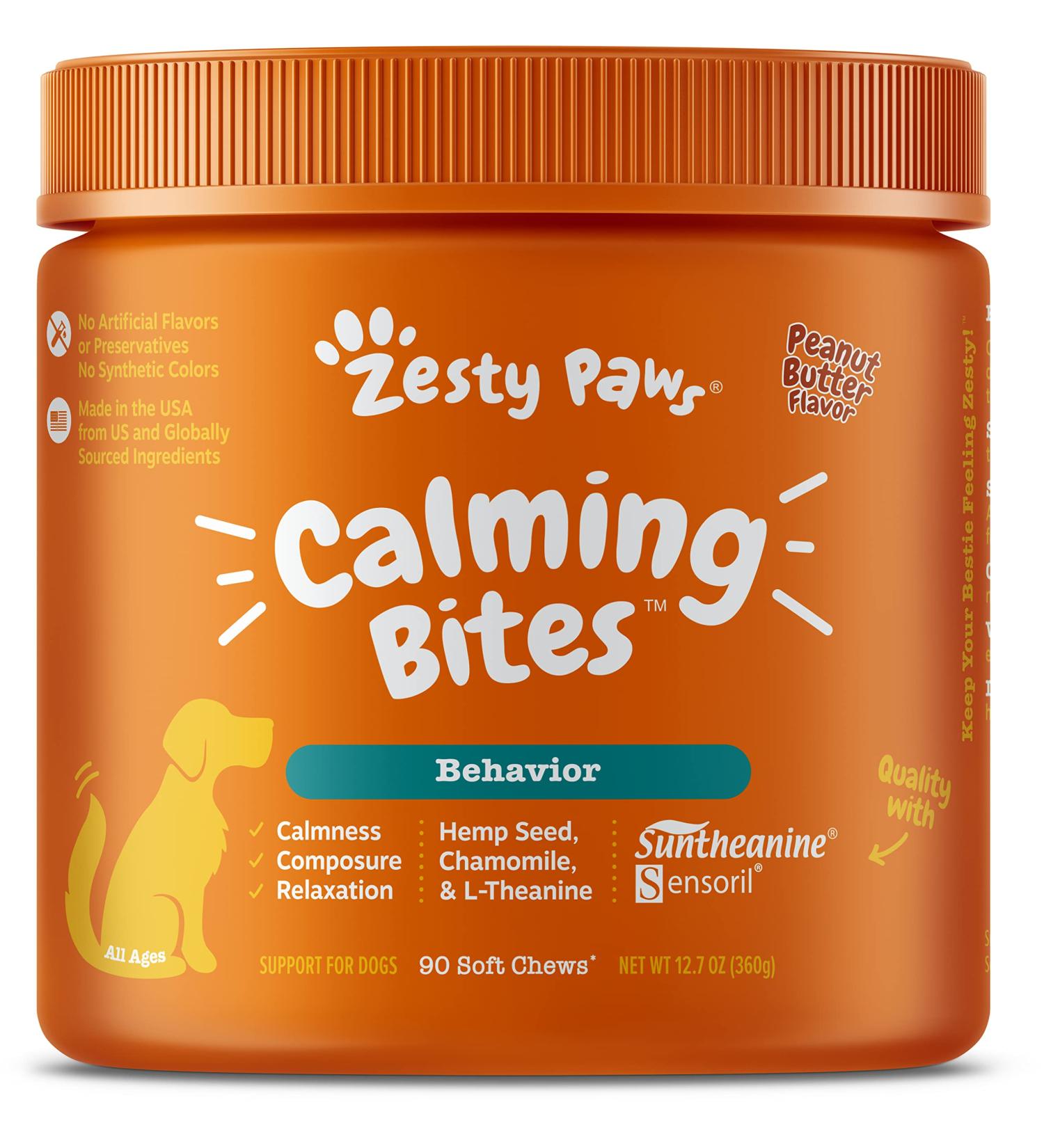 Zesty Paws Calming Bites for Dogs - Peanut Butter Soft Chews for All Ages (90 Count) - Buy Online on GoSupps.com