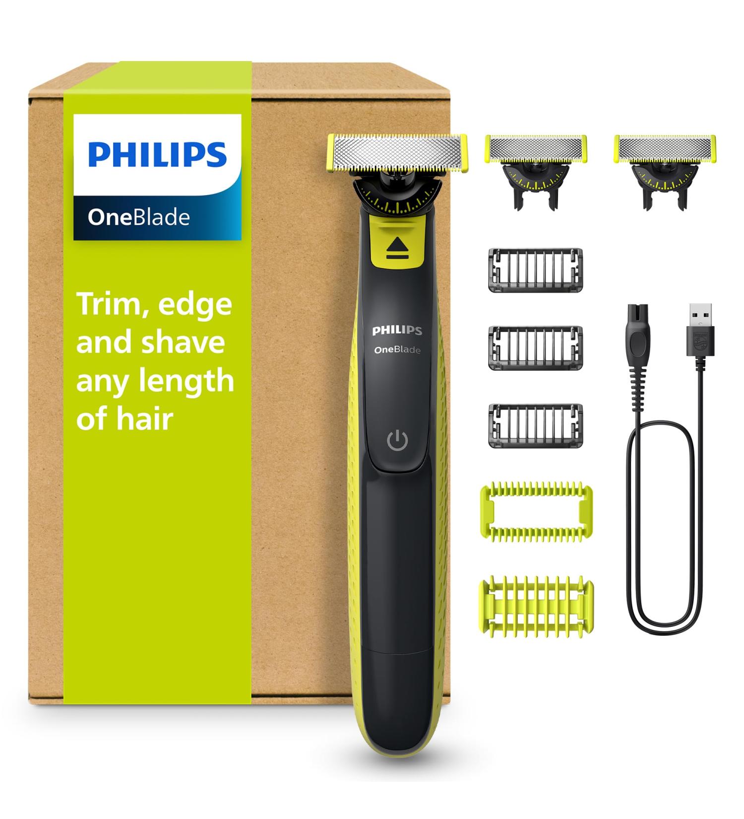 Philips OneBlade 360 Authentique Visage + Corps - Tondeuse barbe lectrique tondeuse corps et rasoir avec technologie de lame 360 2 lames 360 3 sabots barbe de 3 jours 1 kit Corps QP2824/31 OB Visage & Corps + 3x lames 360 - Buy Online on GoSupps.com