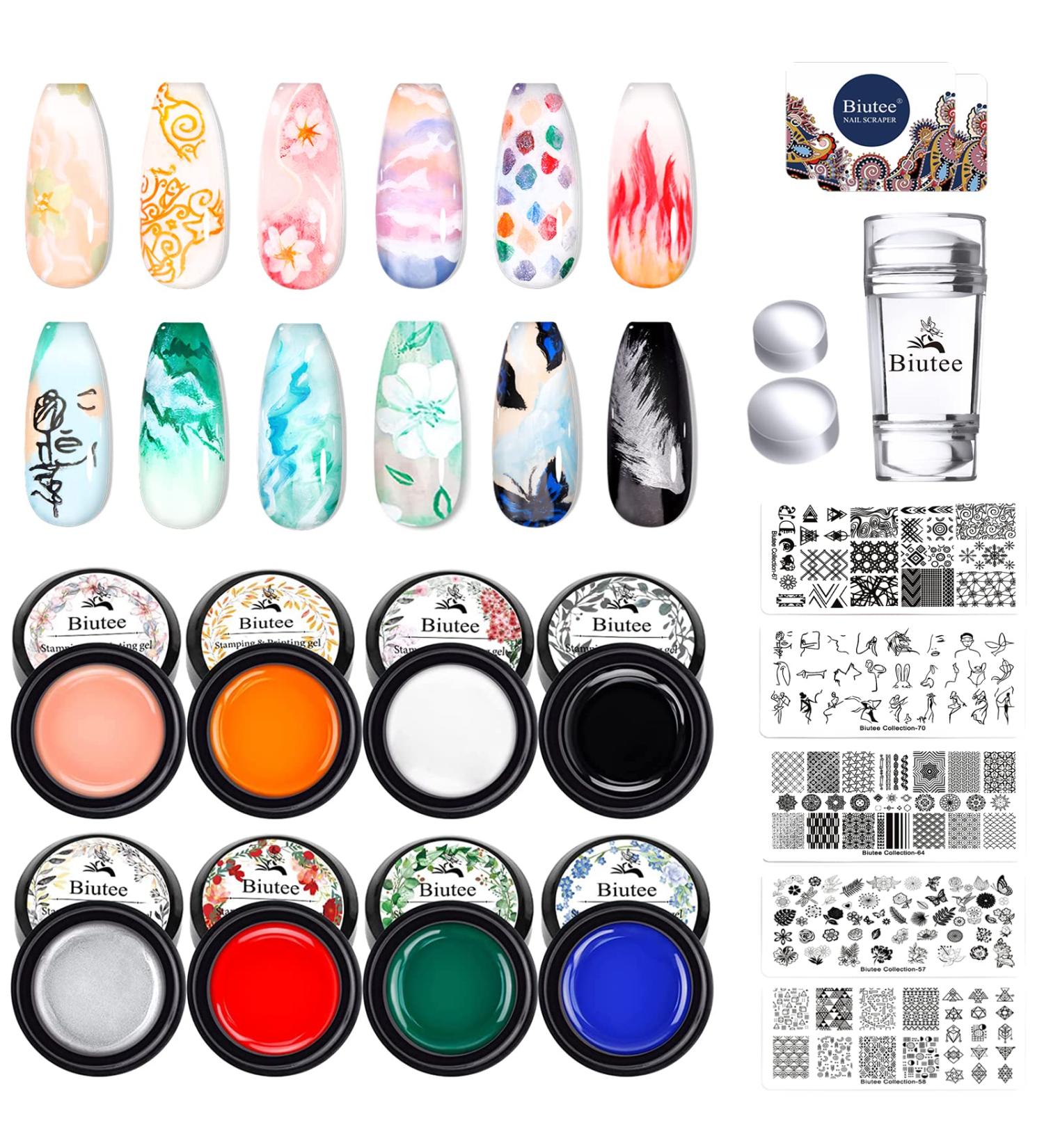 Nail Stamping Kit with 5 Flower Pattern Plates - Stamping Nail Polish for Gel Nails - Buy Online on GoSupps.com