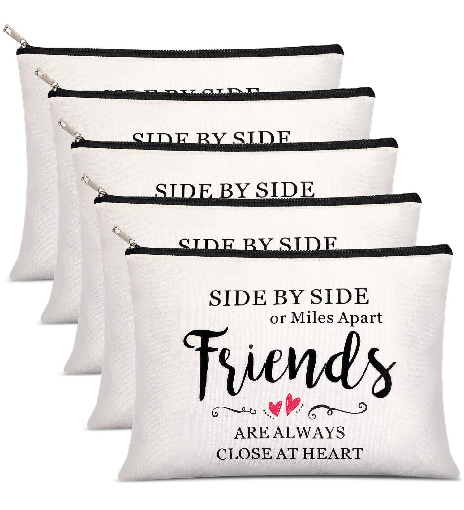 5 Piece Friend Gift Cosmetic Bag Set - Long Distance Friendship Travel Cases for Women - Birthday & Christmas Makeup Bags - Side by Side Friends, Family, Sister - Buy Online on GoSupps.com