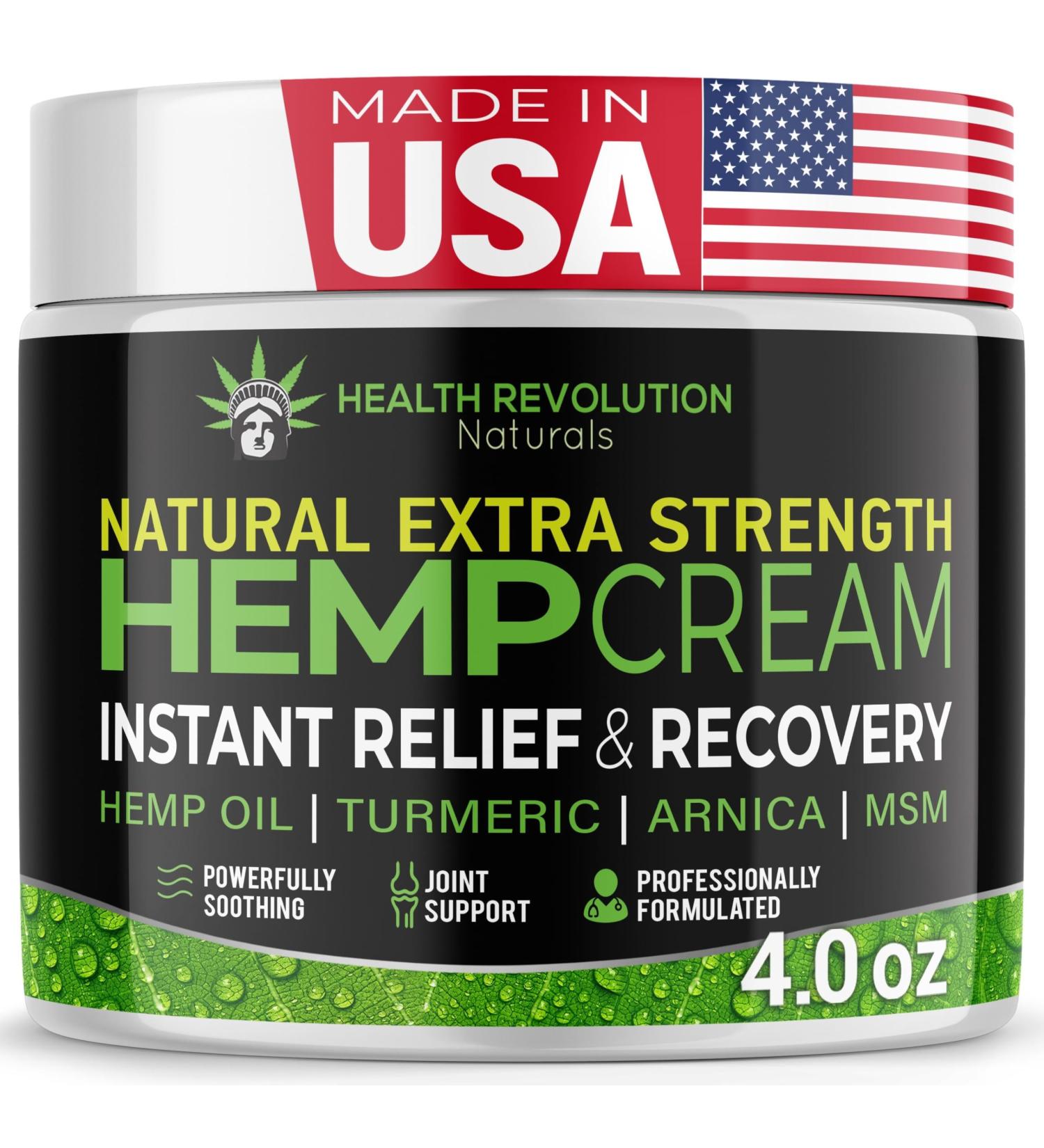 Health Revolution Hemp Arnica Cream Maximum Strength - Soothes Muscles Joints Feet Nerve Back Knee Hip with Arnica MSM Emu Turmeric - Expertly Formulated 4oz - Buy Online on GoSupps.com