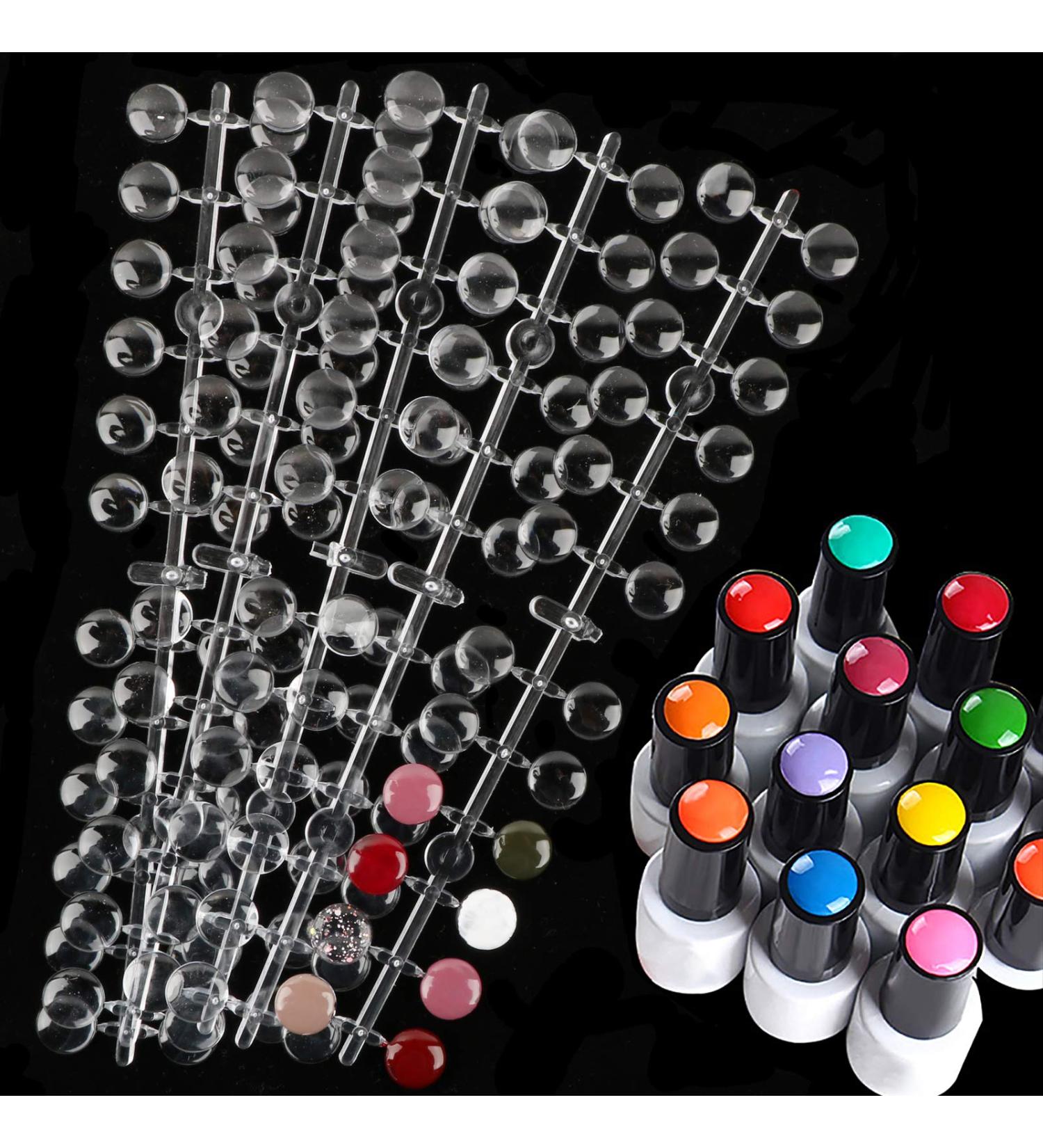 120 Pcs Round Transparent False Nail Display Tips with Adhesive Sticker - Nail Art Color Display Chart for Polish Training and Practicing - Buy Online on GoSupps.com