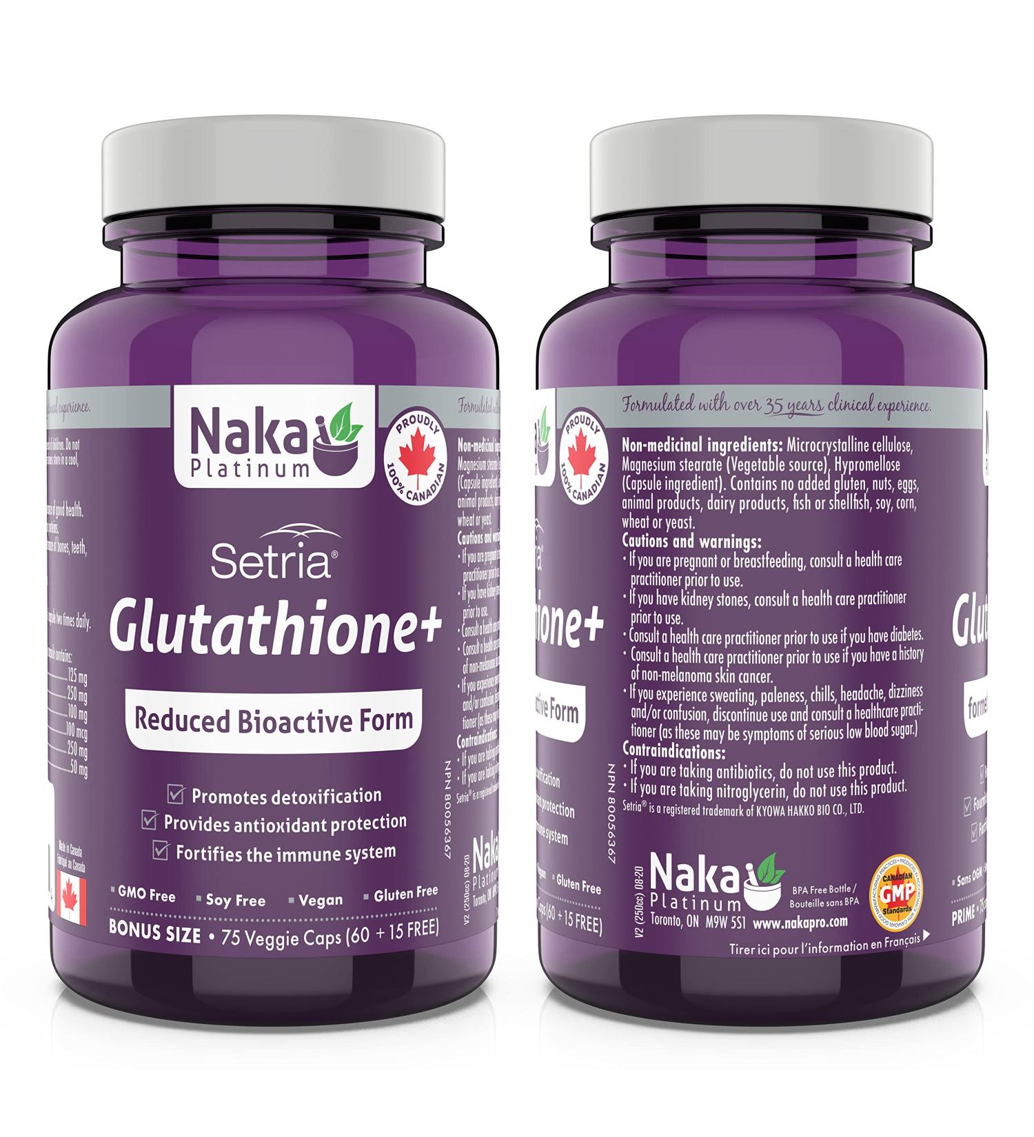 Naka Platinum - Setria glutathione+ 75 Vcaps - reduced Bioactive Form 75 count (NAKA-74736) - Buy Online on GoSupps.com
