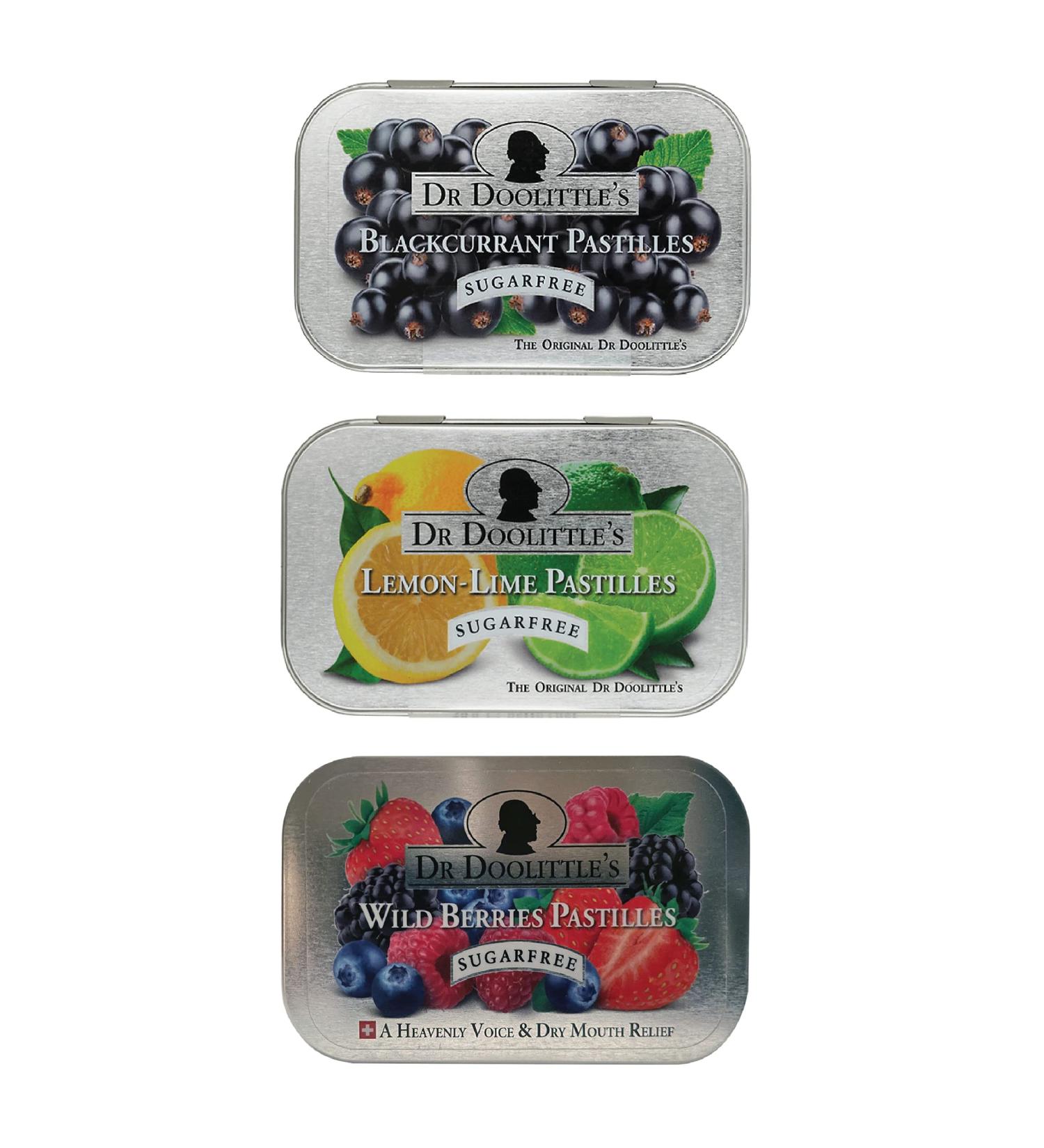 Dr. Doolittle s Soft Fruit Pastilles Sugar Free Variety Pack for Voice and Throat 2.12 Ounce Tin Approximately 25 Count Package 3 Pack - Buy Online on GoSupps.com