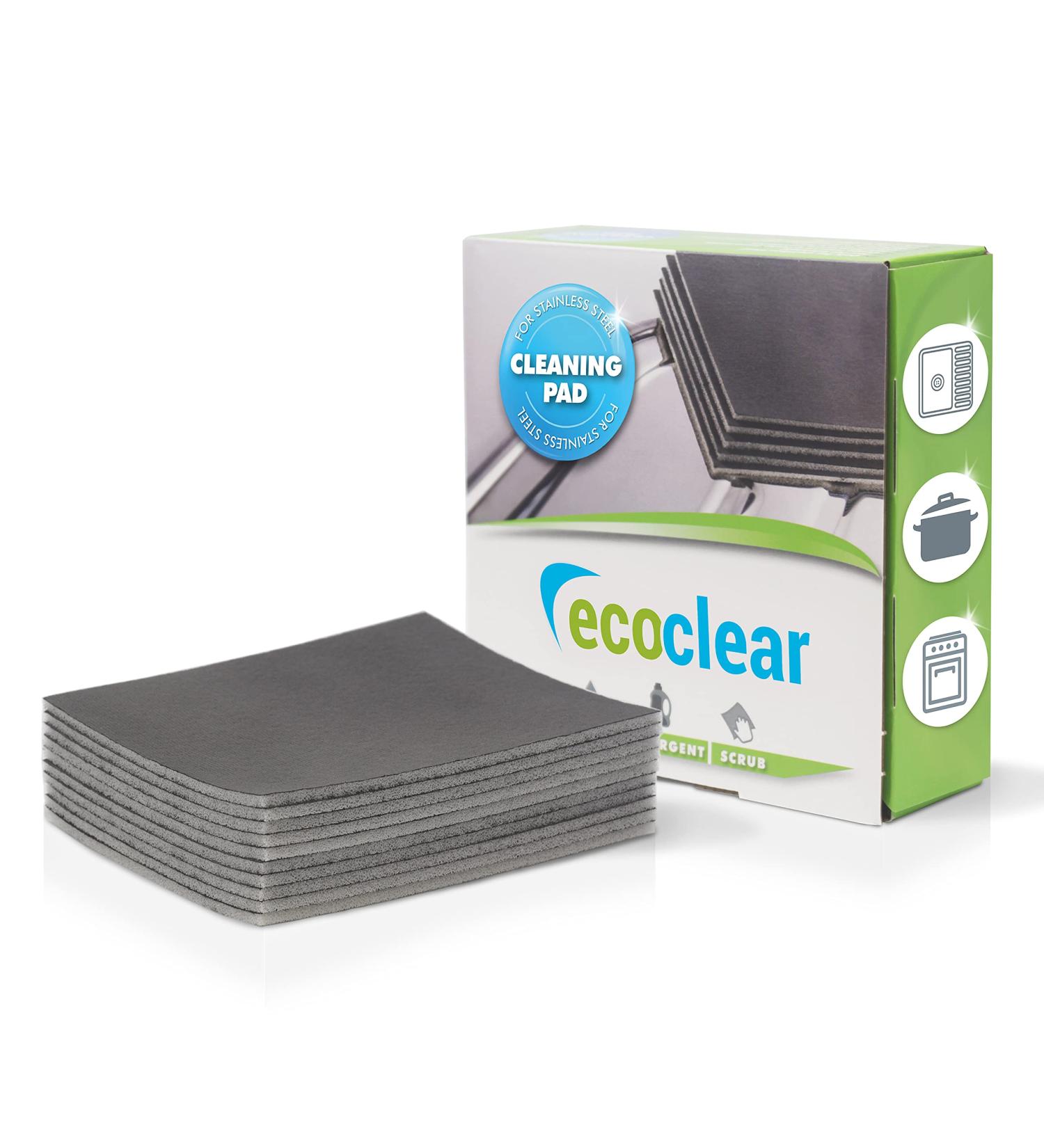 Ecoclear Stainless Steel Cleaning Sponge - 10 Pack | Professional Antibacterial & Reusable Cleaner for Shiny Surfaces - Buy Online on GoSupps.com