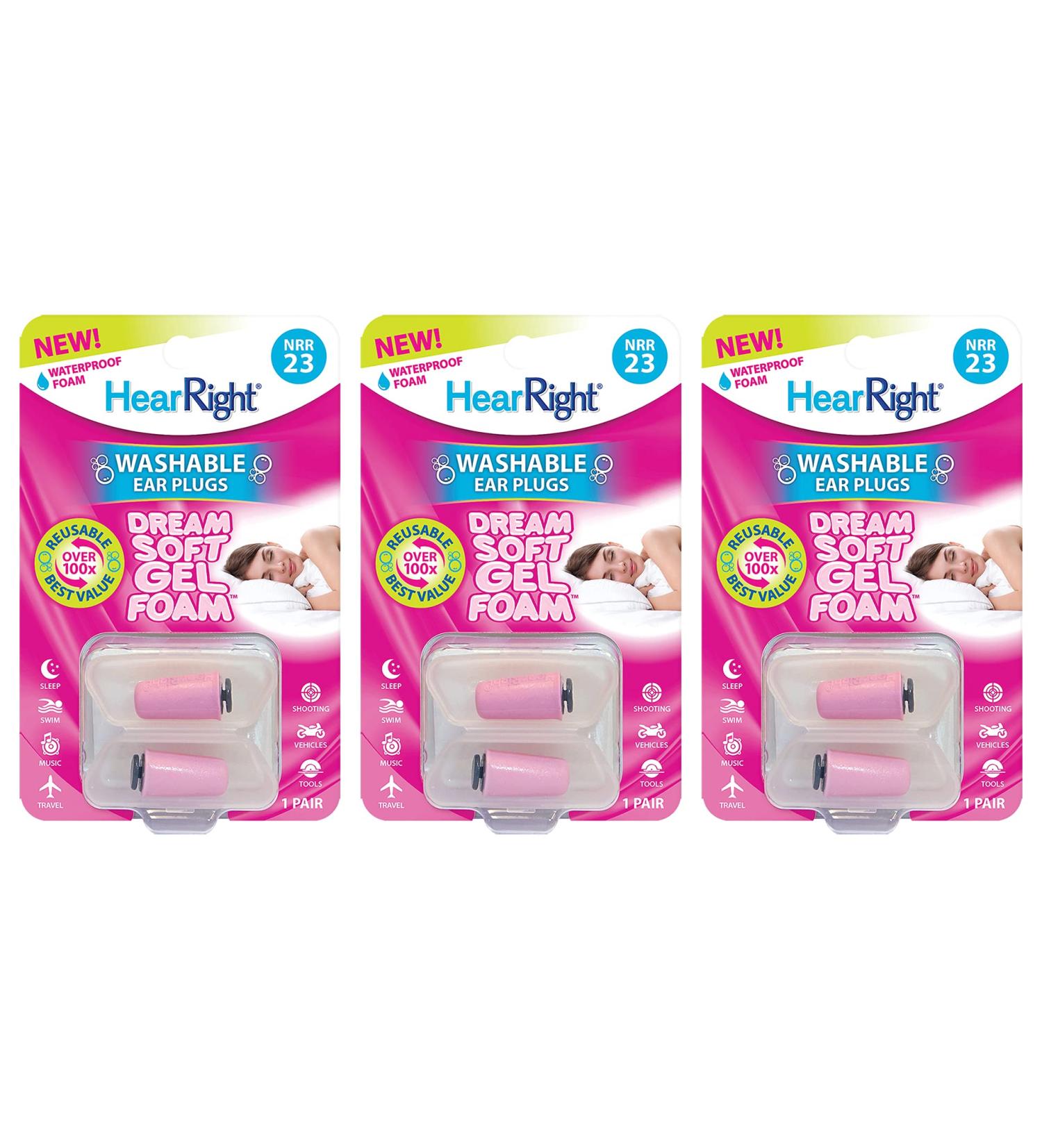 Buy HearRight Dream Soft Reusable Foam Ear Plugs for Sleeping - 3-Pack | Comfortable Ear Plugs for Women - Worldwide Shipping - Buy Online on GoSupps.com