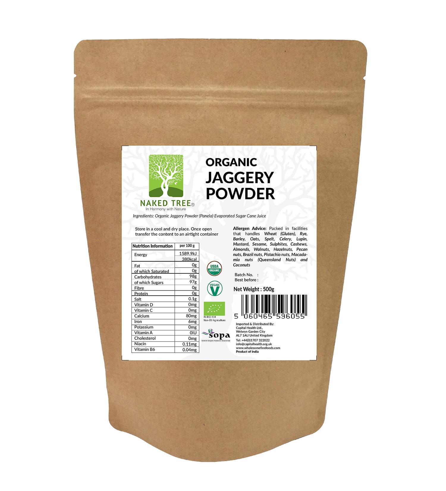 Naked Tree Organic Jaggery (Panela/Gor) Powder 500gm