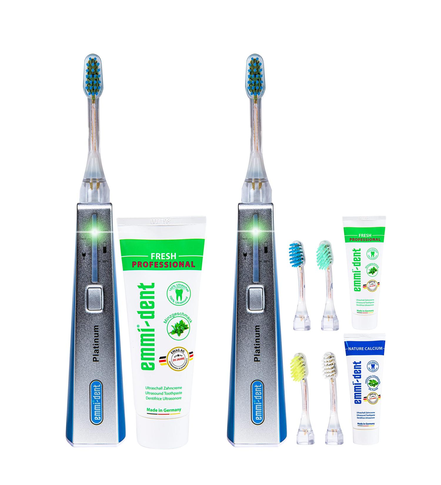 Emmi-Dent Ultrasound Toothbrush Platinum Carbon - Ideal for Sensitive Teeth & Gums | Electric Toothbrush for Family & Kids - Blue - Buy Online on GoSupps.com