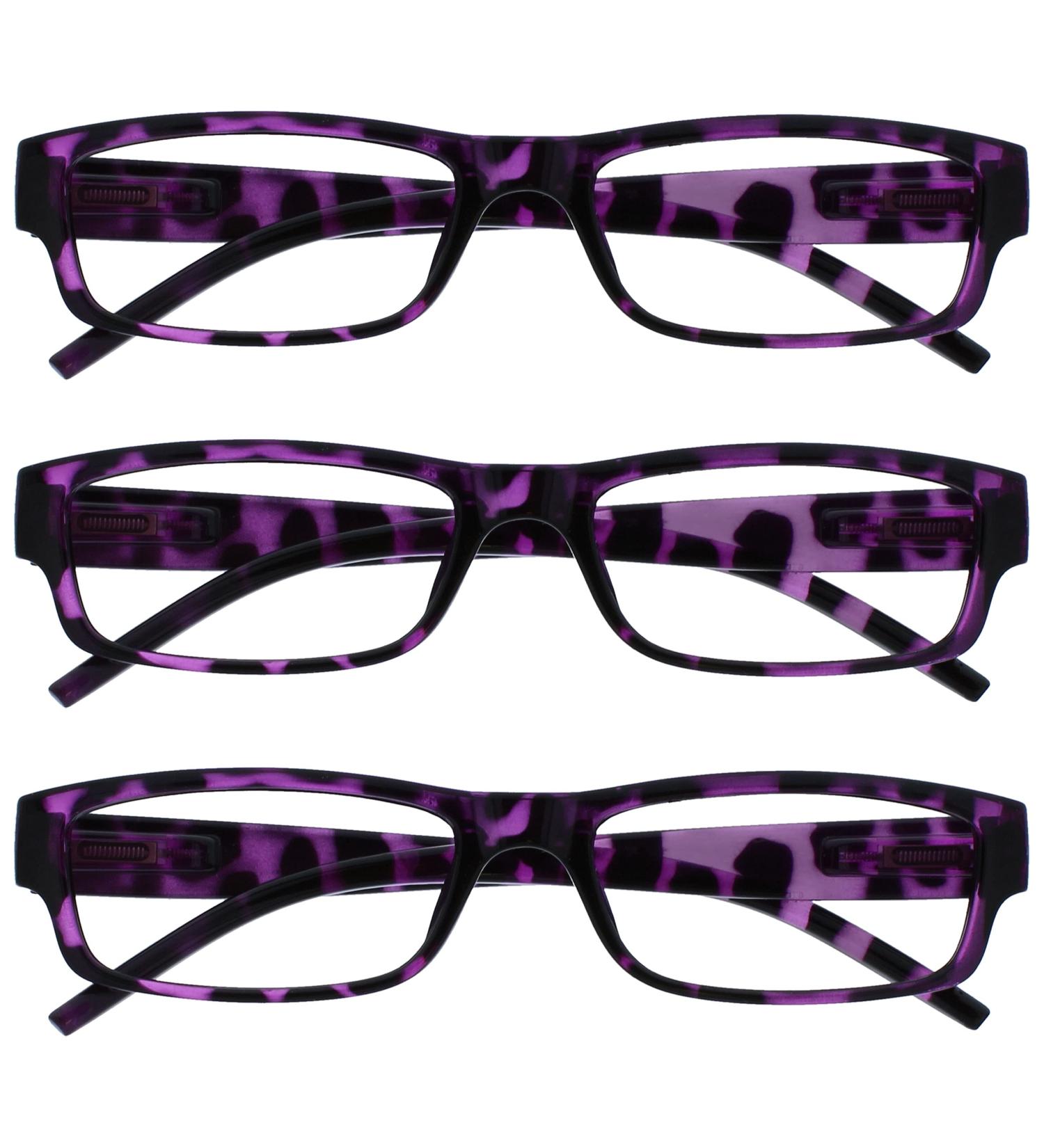Shop Purple Tortoiseshell Reading Glasses - Value 3 Pack for Women | UVR3PK009PP +1.50 - Buy Online on GoSupps.com