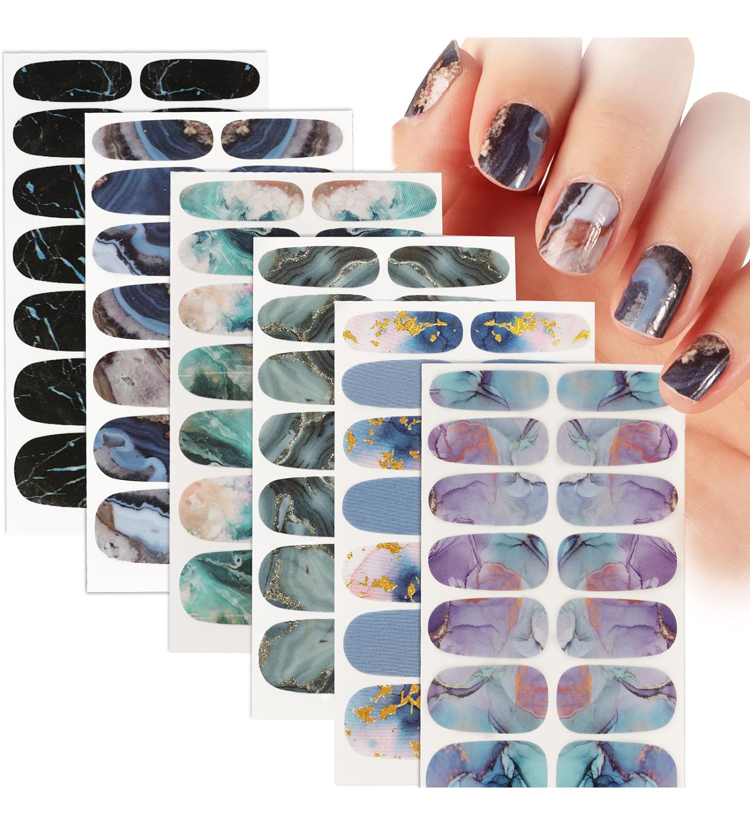 6 Sheets Marble Full Wraps Nail Stickers Nail Polish Sticker Marble Wraps Self-Adhesive Waterproof Nail Art Decals Manicure Nail Tips DIY Nail Decorations for Women Girls Nail Design - Buy Online on GoSupps.com