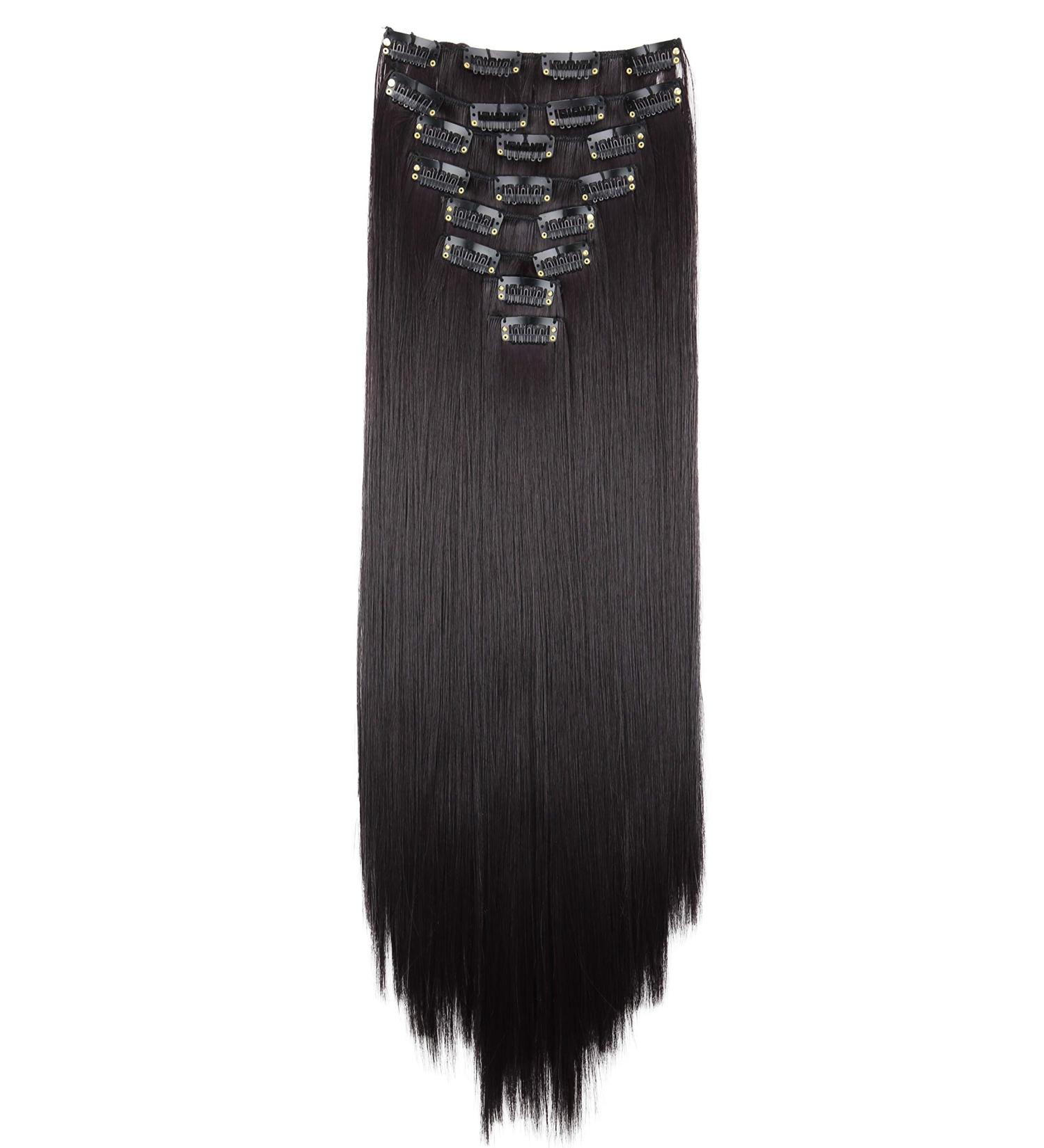 CAISHA XXL 20 Long Clip In Hair Extensions Synthetic Fiber Hairpiece Straight Reddish Black #99j - PrettyShop CES111 - Buy Online on GoSupps.com