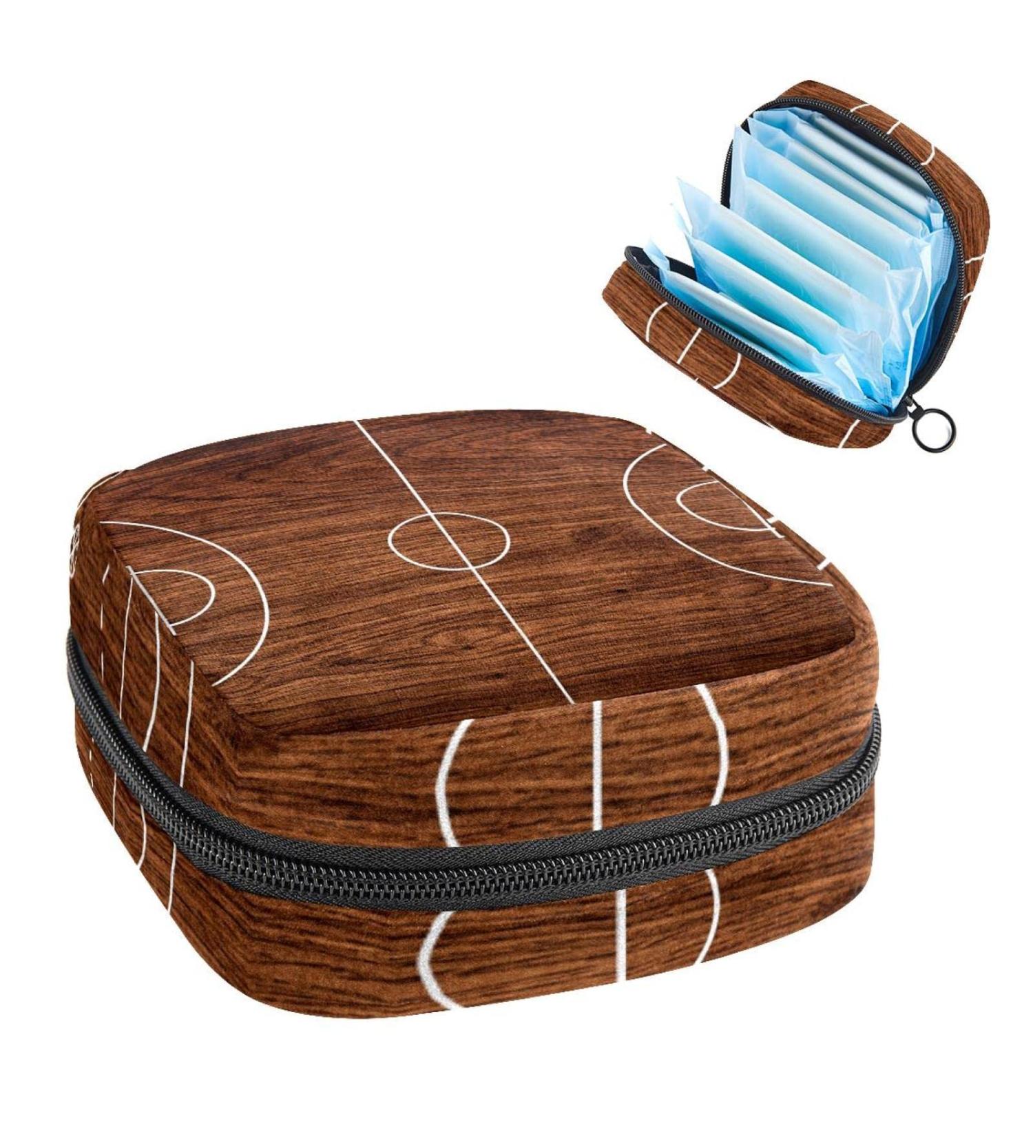 Womens Bonds Storage Bags - Portable Halter Basketball Court Period Kit | Old Wood Pattern | Feminine Product Bag for Women & Girls - Buy Online on GoSupps.com