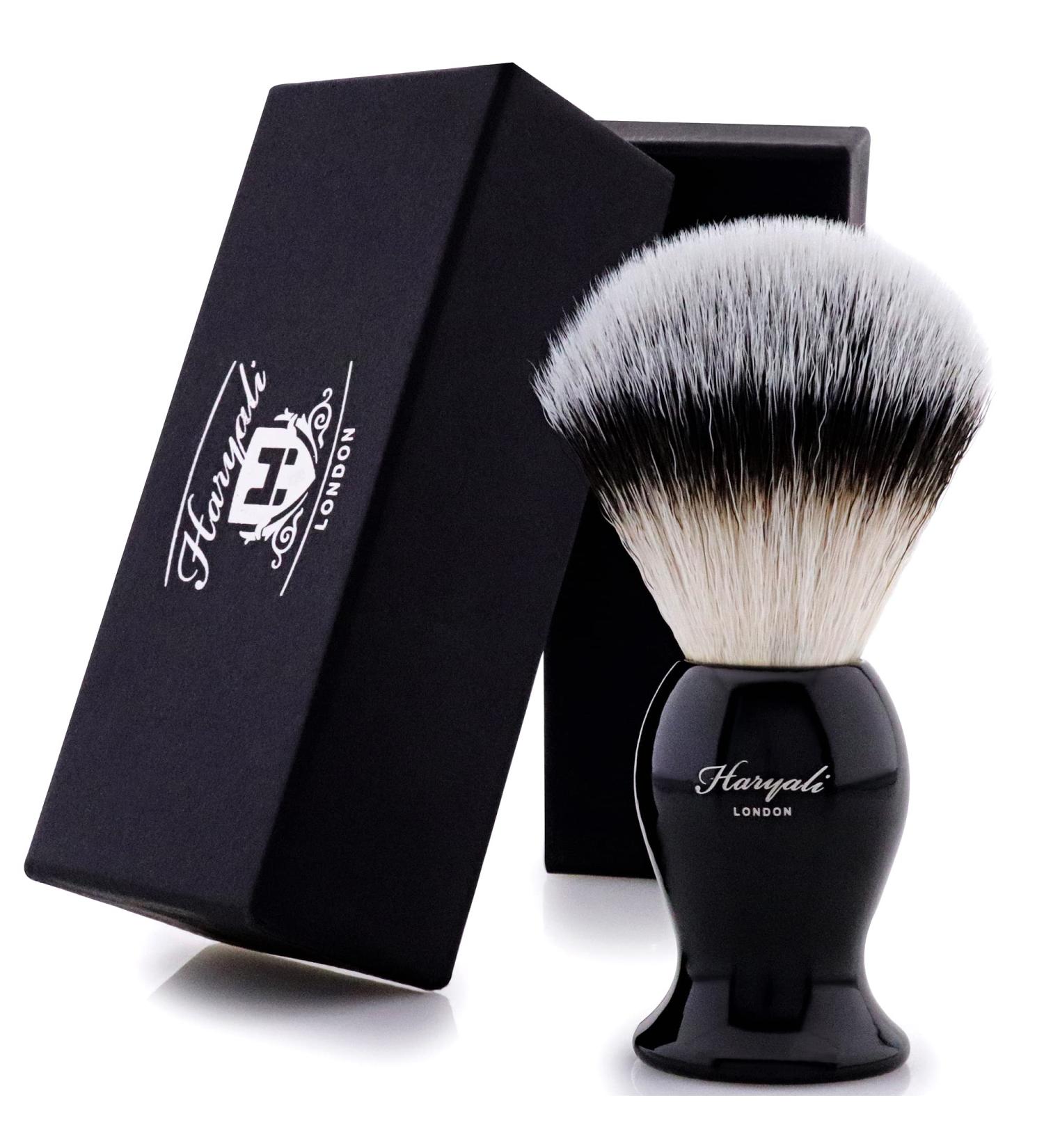 Haryali London Vegan Razor Brush - Synthetic Wet Shaving Brush for Men & Women - Elegant Black Resin Handle - Perfect Travel Accessory - Buy Online on GoSupps.com