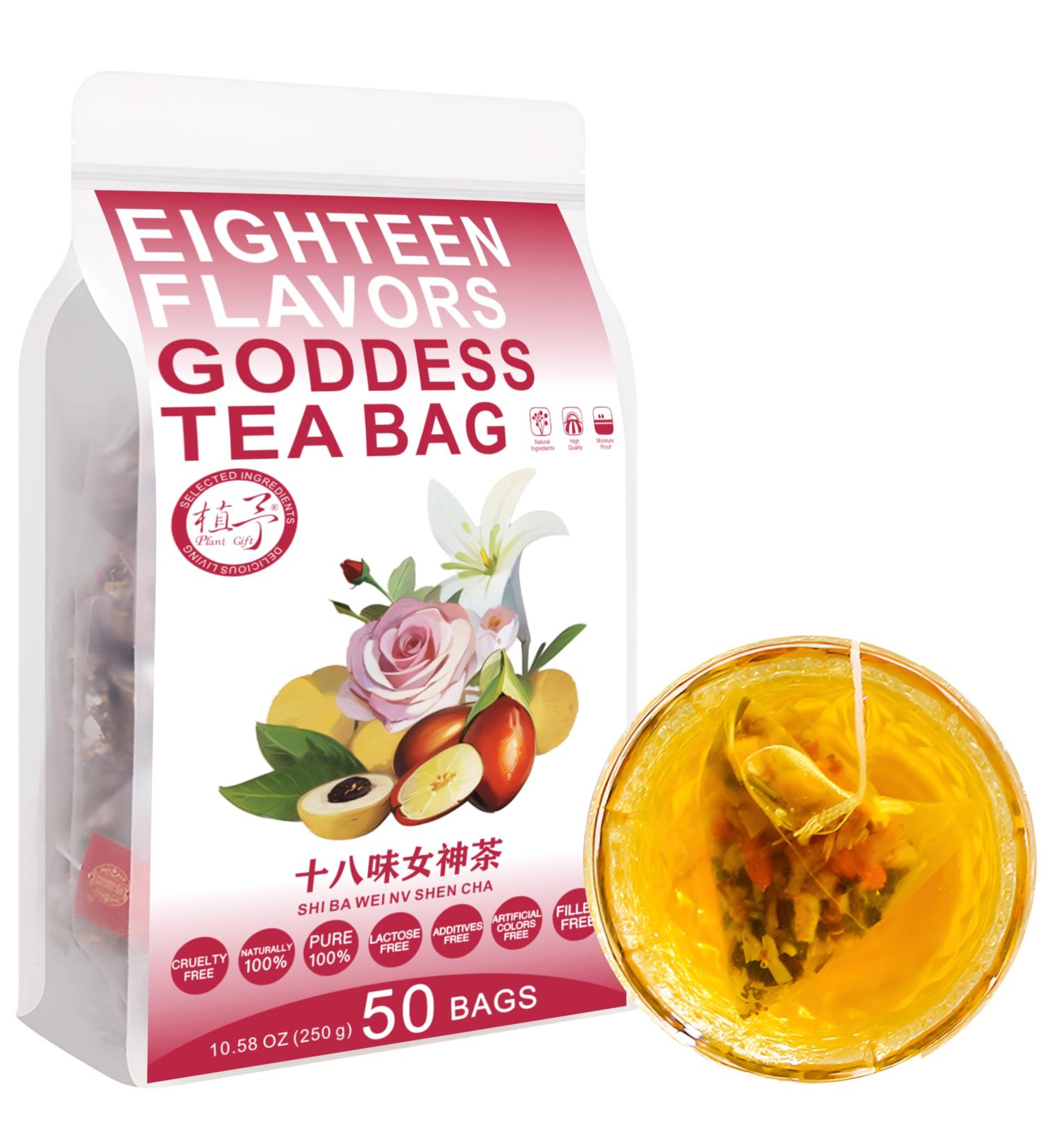 100% Natural Eighteen Flavors Goddess Tea Bag 250g/8.81oz (5g*50bags) orge noyau d' meraude Goji pissenlit gard nia aub pine longeye r glisse rose th naturel base de plantes - Buy Online on GoSupps.com