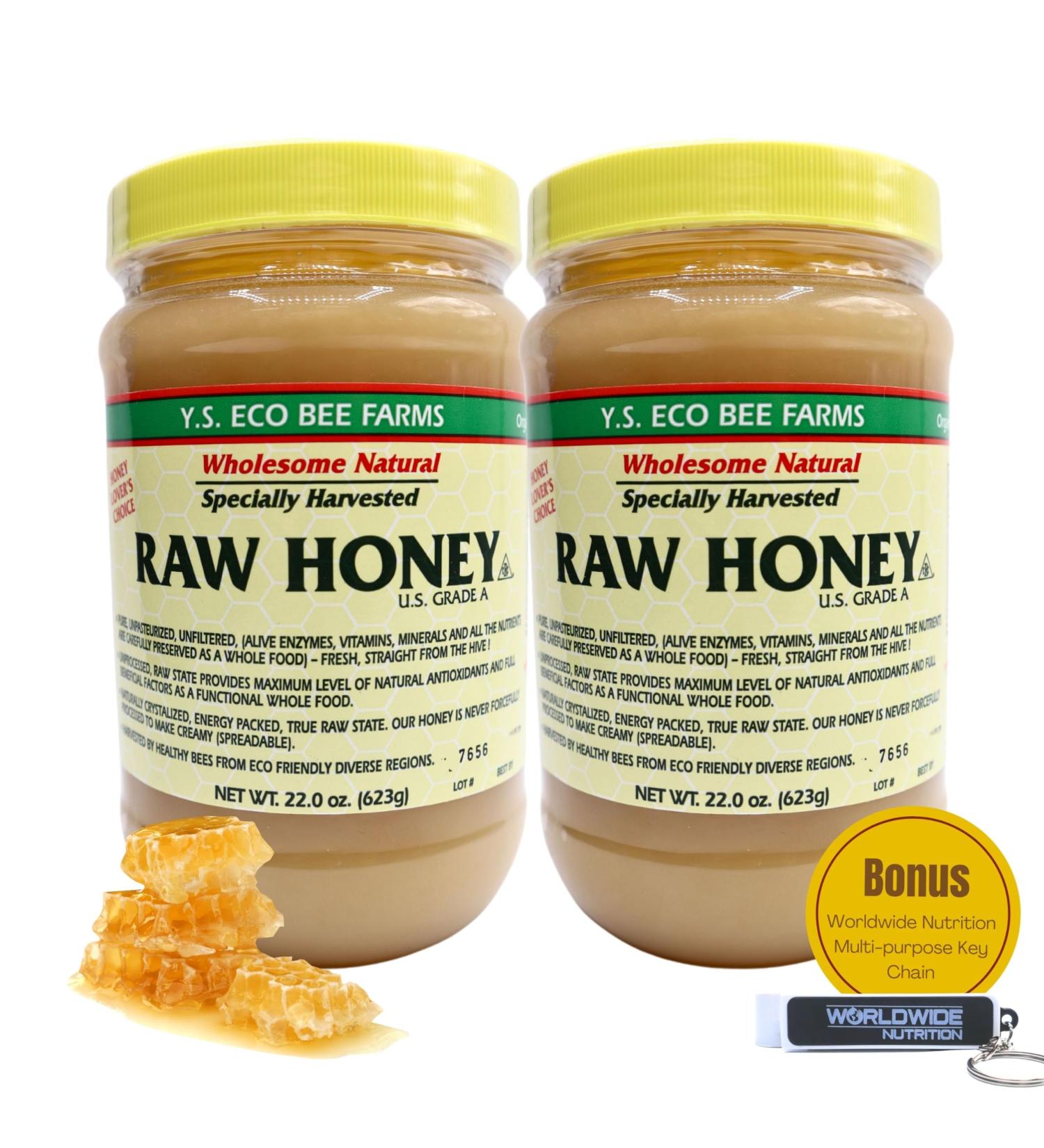 Y.S. Eco Bee Farms Y.S. Organic Bee Farms Wholesome Natural Raw Honey Unpasteurized Unfiltered Fresh Raw State Kosher Pure Natural Healthy Safe Gluten Free Specially Harvested 22oz - 2pk - Buy Online on GoSupps.com