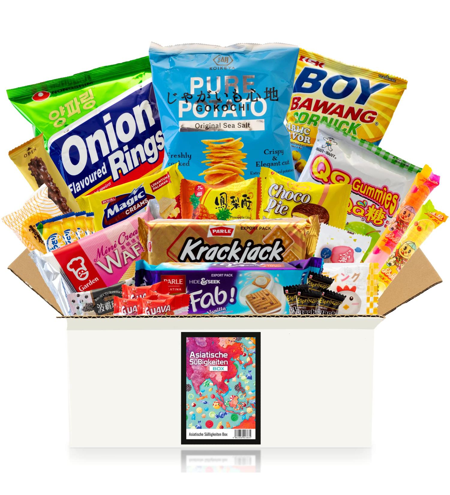 Asian Sweets Box - 30+ Snacks from Korea Japan China & More | Asia Candy Mix with Chips Chocolate & Cookies - Buy Online on GoSupps.com