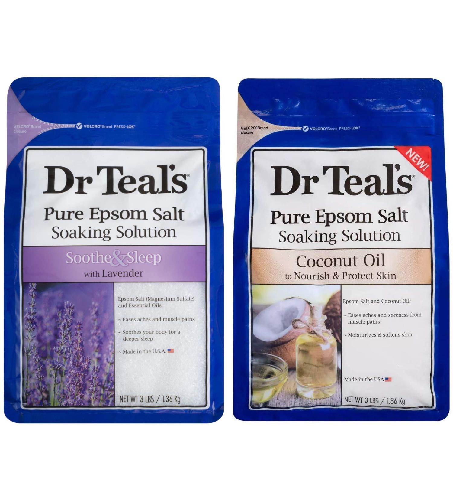 Dr. Teal's Epsom Salt Bath Variety Gift Set - Lavender & Coconut Oil, 3lbs Each - Buy Online on GoSupps.com