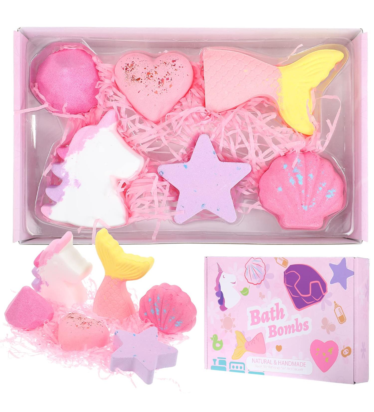Unicorn Bath Bomb 6-Piece Set - Handmade Fizzy Spa Essential Oil Moisturize & Relax for Kids, Girls, Women - Perfect Christmas Gift for Shower - Birthday, Valentines - Buy Online on GoSupps.com