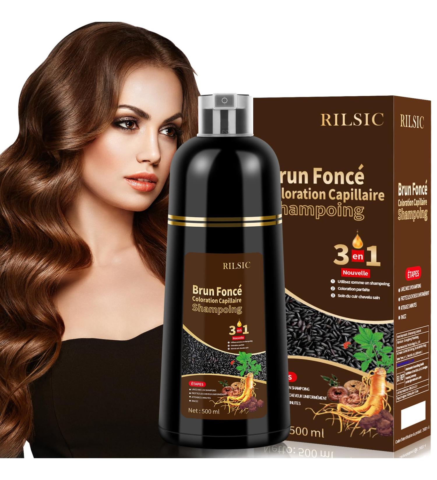  MINYSIC Colouring Shampoo 500 ml White Hair Dye Shampoo Hair Dye Shampoo 3 in 1 Instant Coloured Shampoo White Colouring Hair Dye for Women and Men (Dark Brown) - Buy Online on GoSupps.com