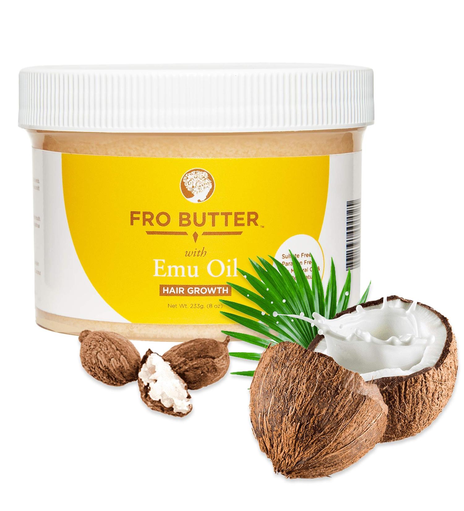 Fro Butter with Emu Oil for Hair & Beard Growth Treatment: Shea Butter Virgin Coconut & Lavender Oil Pumpkin Seeds & Nourishing Extracts to Restore Hair and Deal With Damaged and Brittle Hair - Buy Online on GoSupps.com