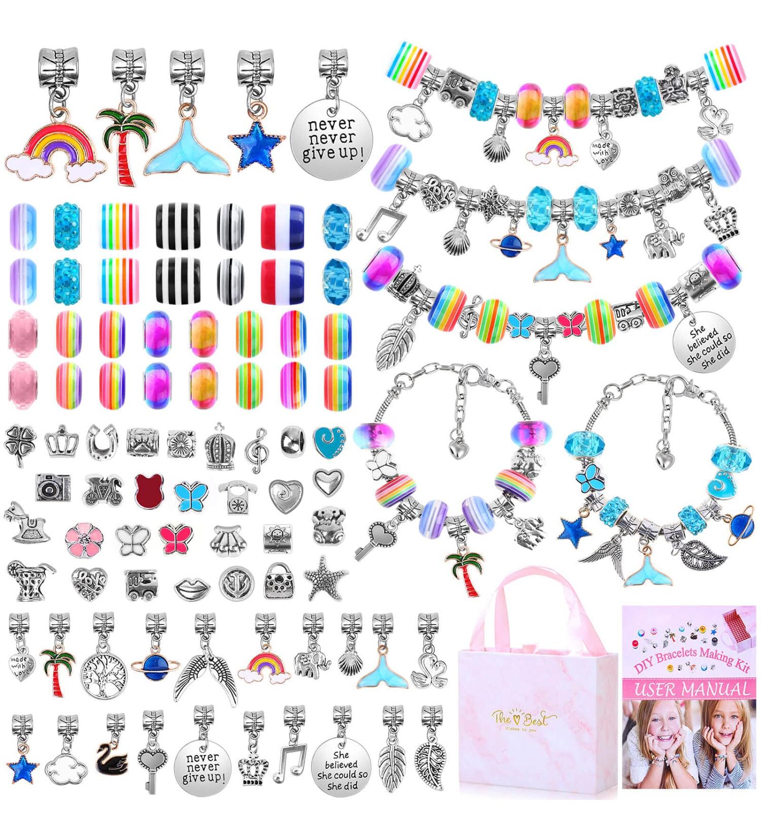 Flasoo 85PCs Bracelet Making Kit for Girls - DIY Charm Bracelets with Beads and Jewelry Charms - Perfect Craft Gift for Teen Girls - Buy Online on GoSupps.com