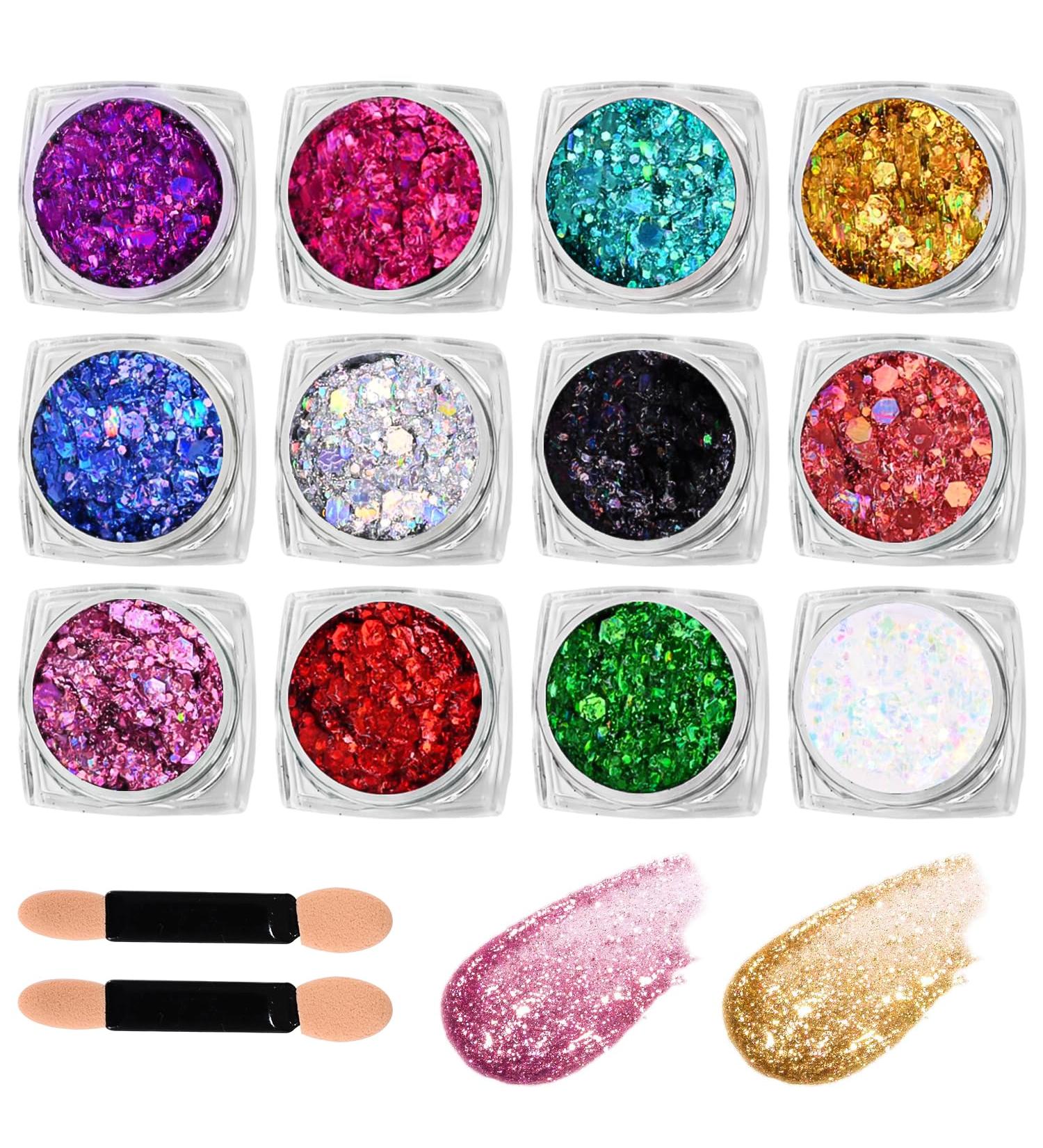  BUCOMTU Festival Face Glitter 12 Colors Makeup Body Glitter Thick Gel Glitter Face Glitter Face Festival Accessories Gadget for Carnival Masquerade and Party - Buy Online on GoSupps.com
