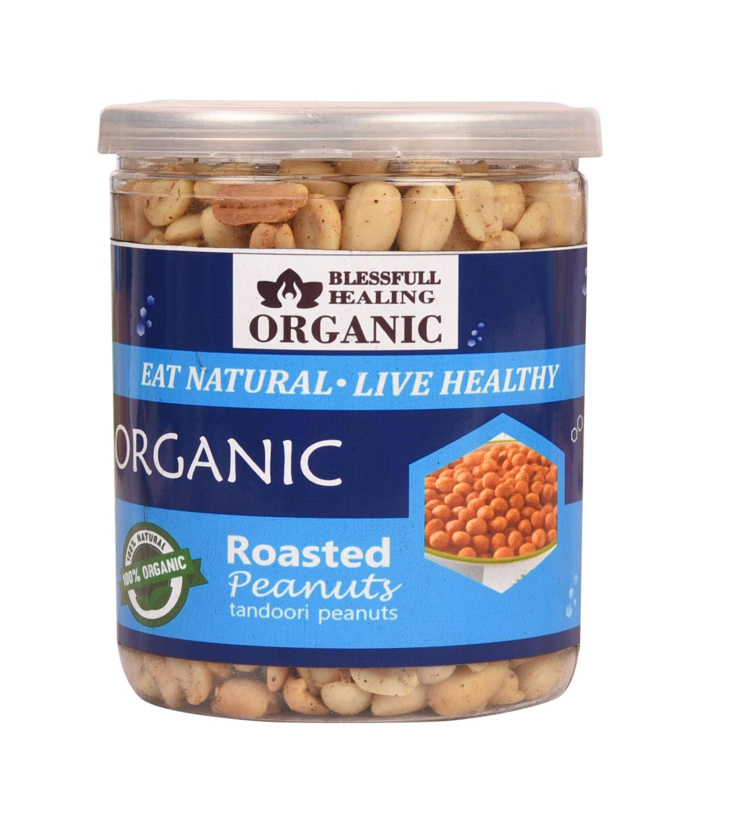 Blessfull Healing Organic Natural Vegan Tandoori Roasted Peanuts Crunchy Healthy Snacks 250 Gram - Buy Online on GoSupps.com