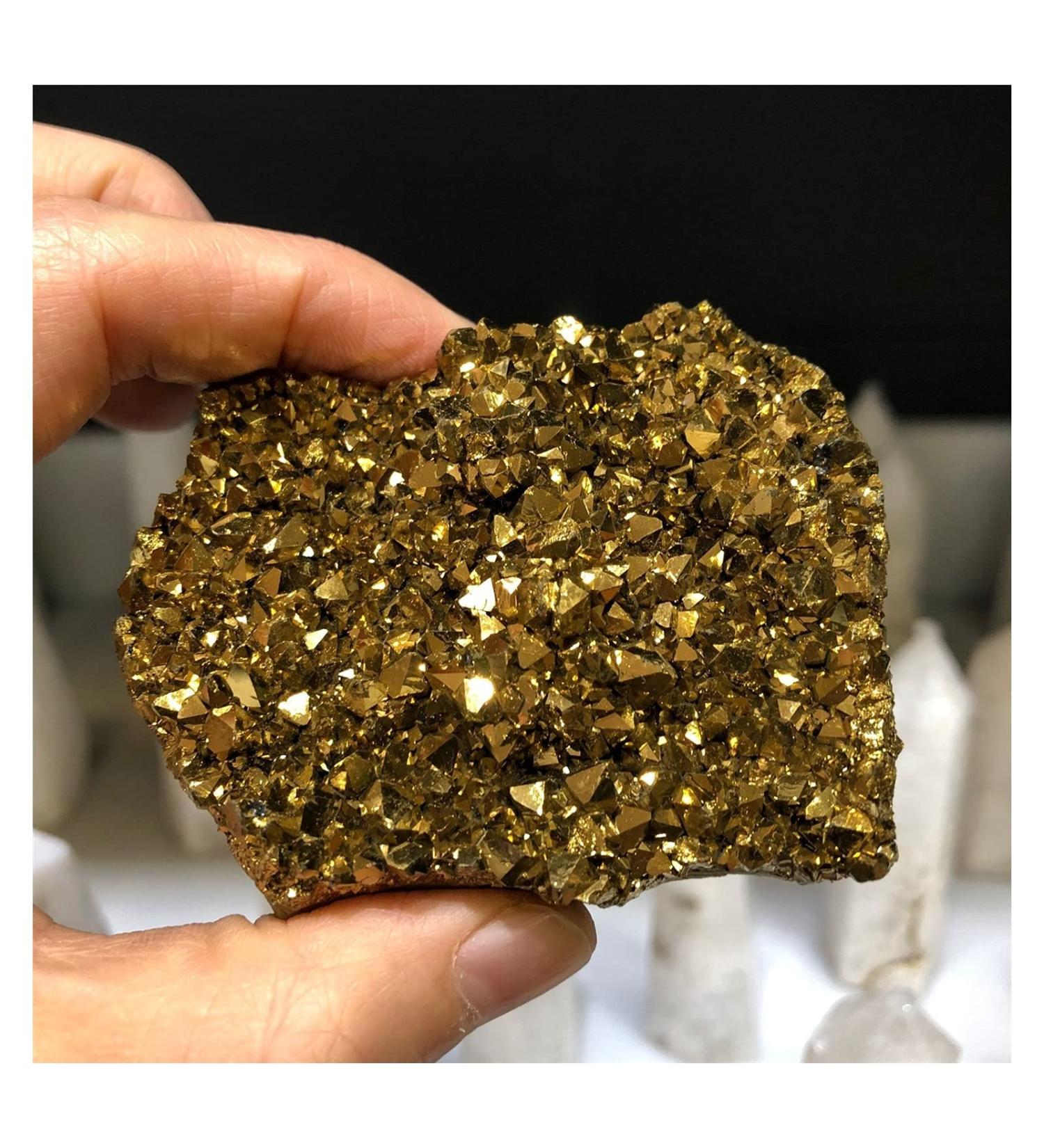 1PC Natural Citrine Cluster Aura Crystal Electroplating Titanium Quartz Cluster Stone Natural Quartz Crystal yuebang Stone Mineral Specimen (Size : 100-150g) - Buy Online on GoSupps.com