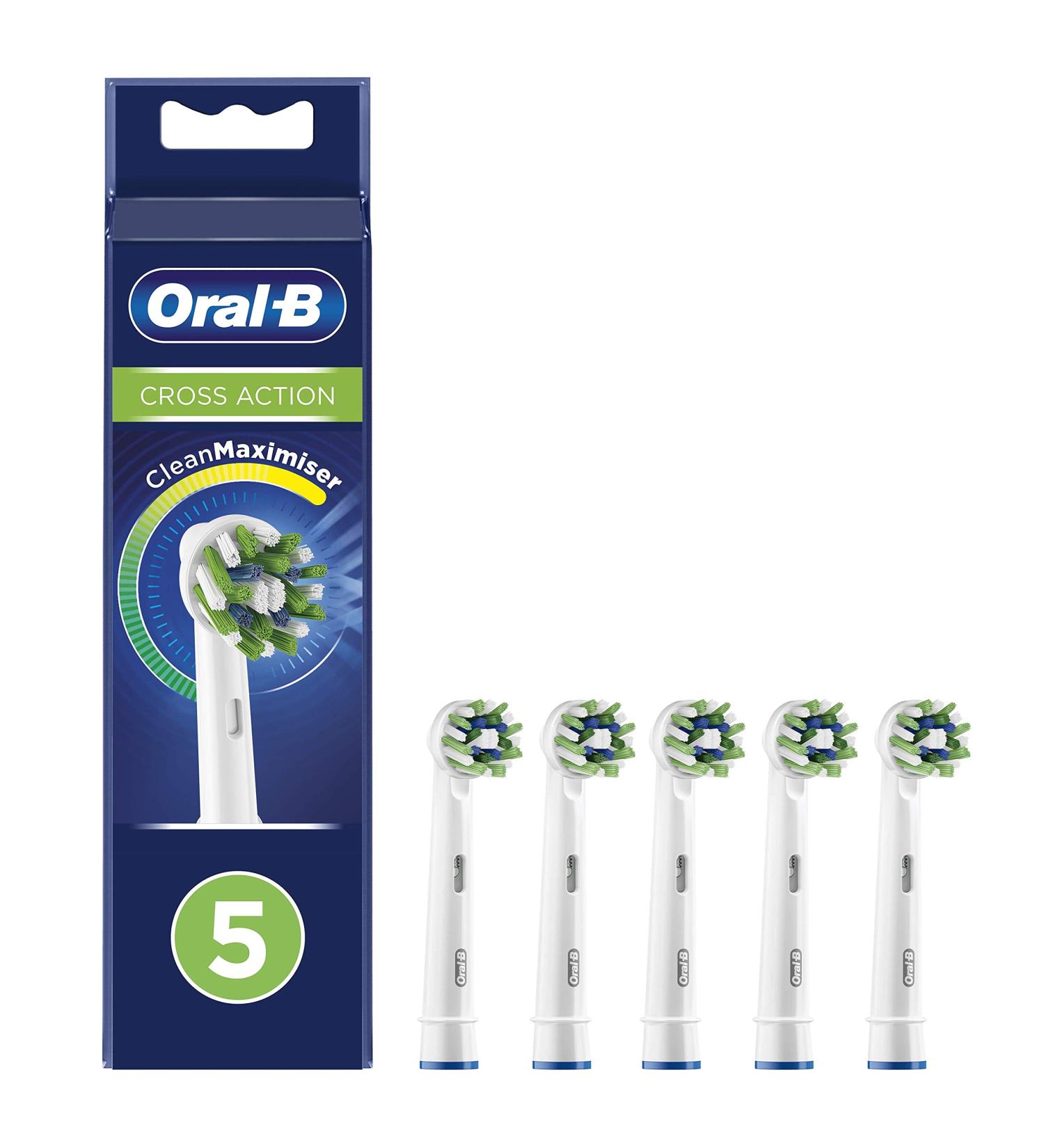 Oral-B CrossAction Electric Toothbrush Heads with Clean Maximiser Technology - 5 Count - Buy Online on GoSupps.com
