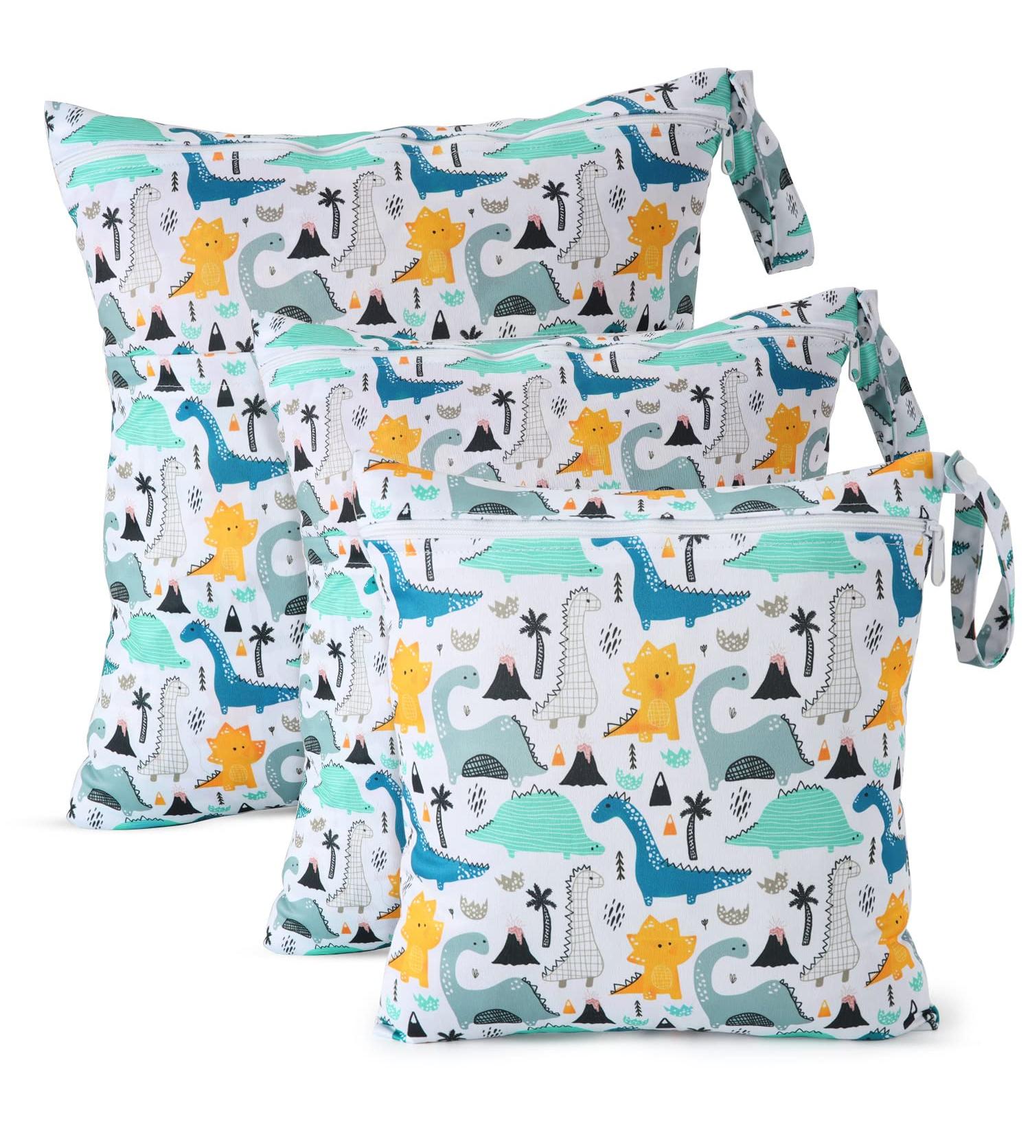Ceekii Wet Dry Cloth Diaper Pockets - 3 Pack Waterproof Travel Bags for Baby Suits & Wet Clothing - Reusable & Stylish Light Blue - Buy Online on GoSupps.com