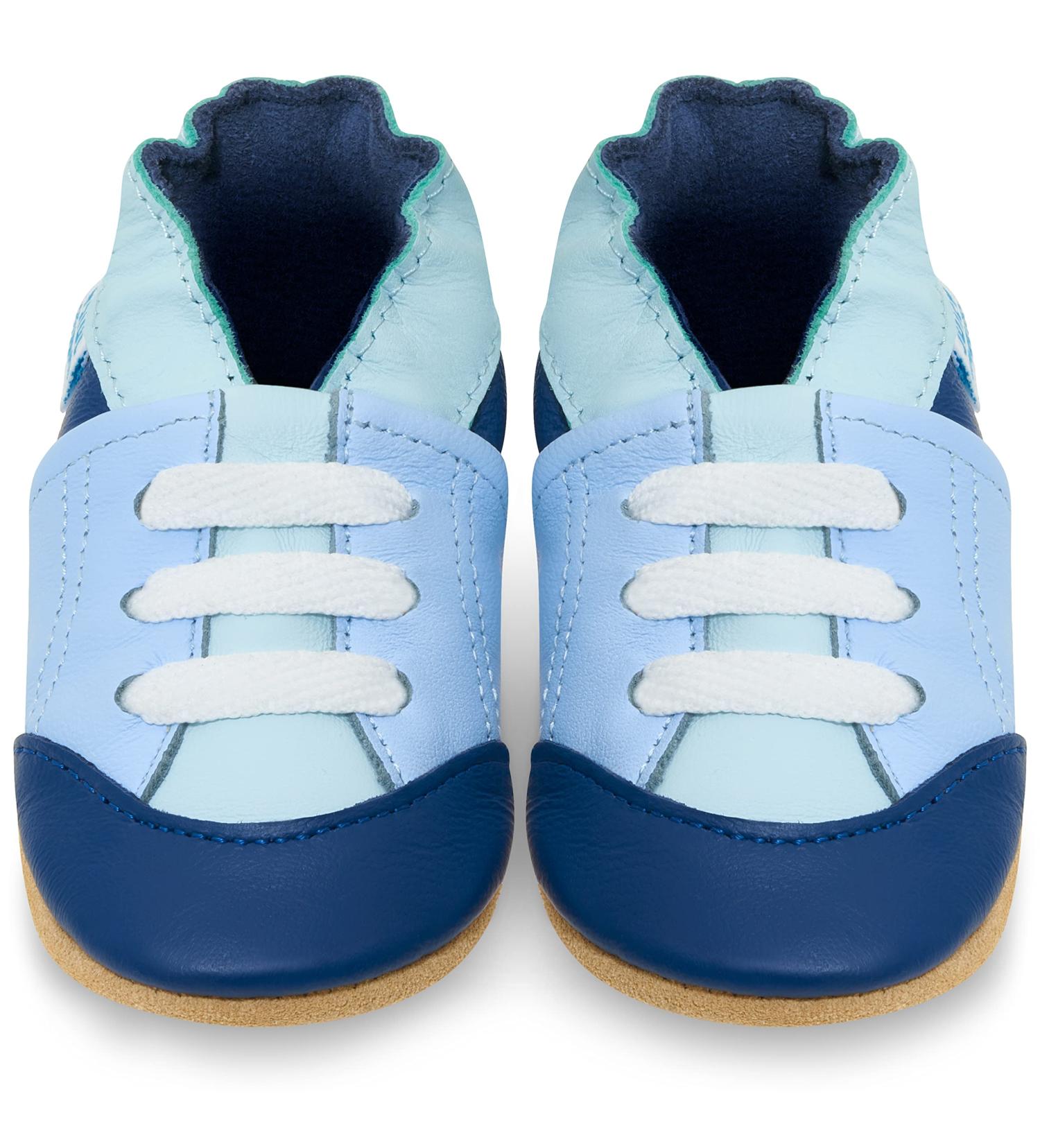 Blue Leather Baby Shoes | Soft Sole Toddler Shoes 2-3 Years | Unisex Baby Walking Tennis Shoes - Buy Online on GoSupps.com