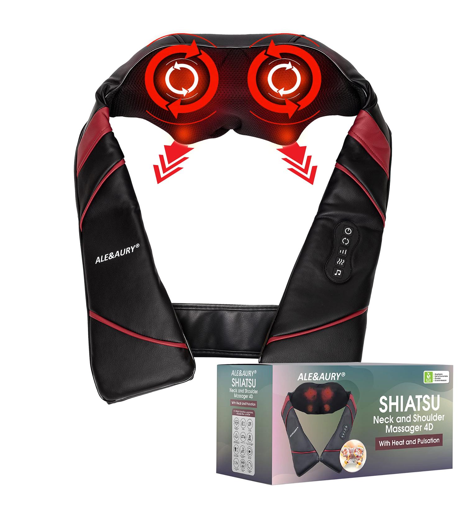 Ale & Aury Electric Shiatsu Neck Massage Pillow - Portable Vibration for Shoulders Back & Lumbar Relief - Self-Heating & Professional Pain Relief - Buy Online on GoSupps.com